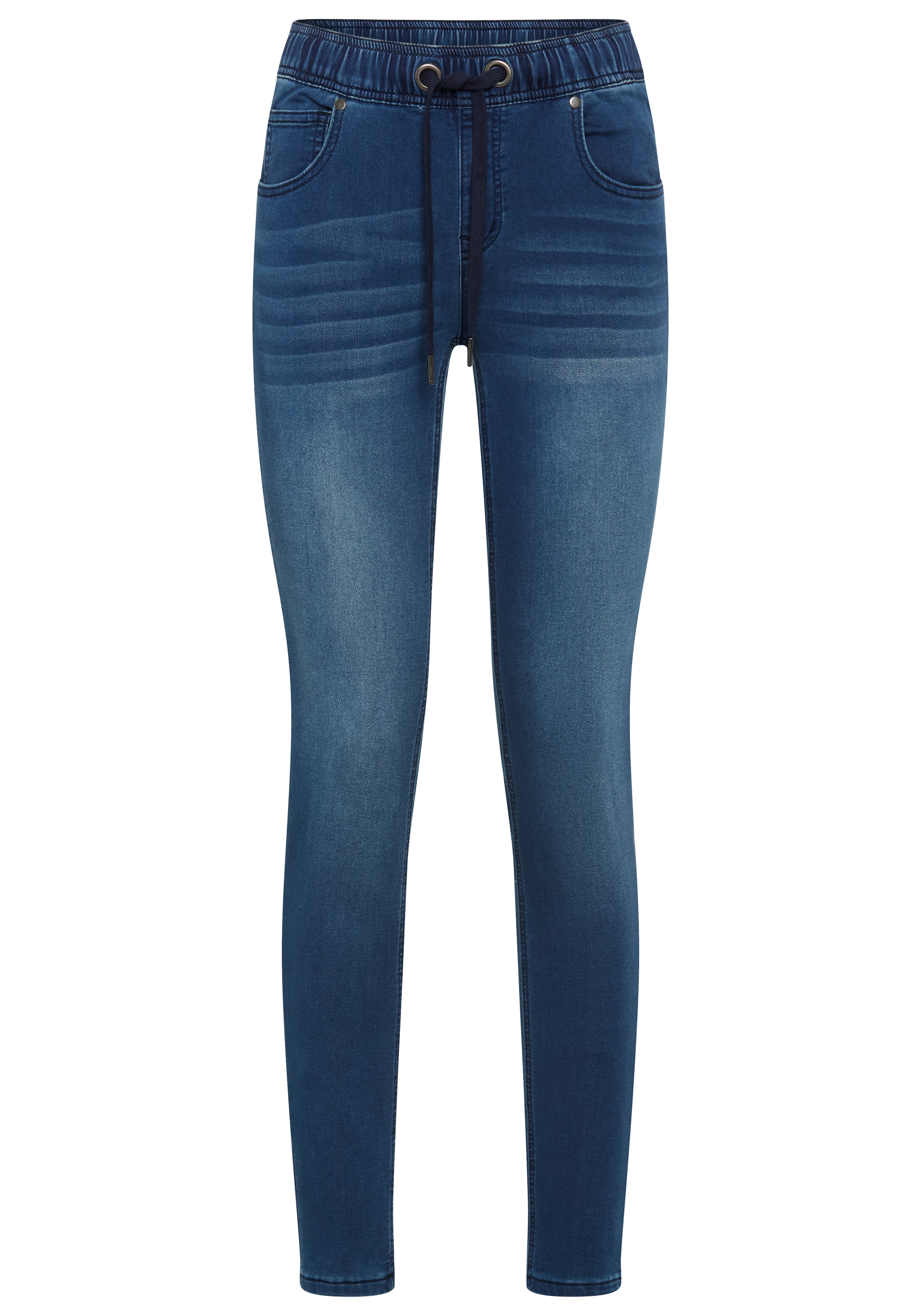 Arizona Stretch-Jeans, weites Bein, normale Leibhöhe, knöchellang, mit Used-Waschung