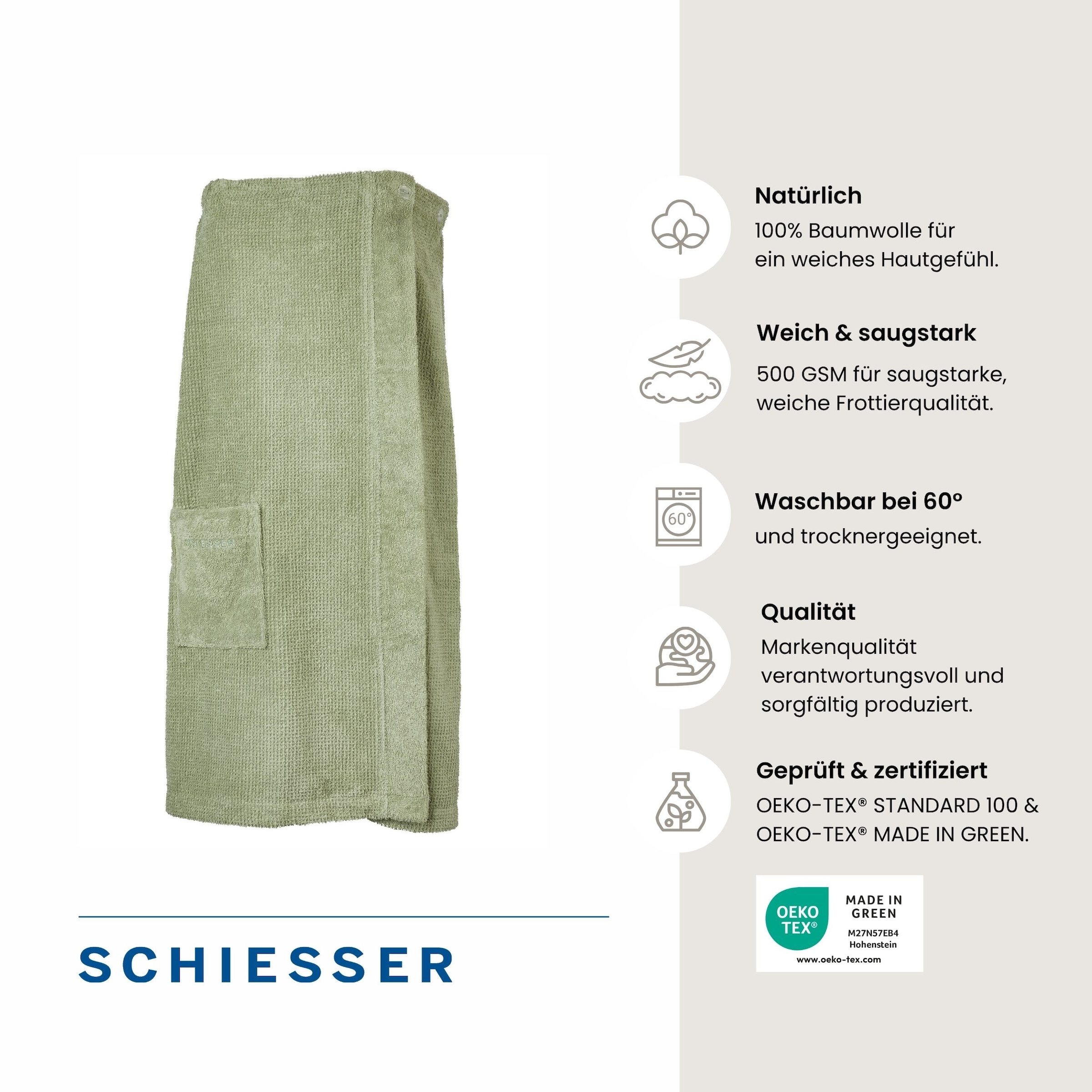Schiesser Sarong »Saunakilt Turin für Damen in angesagter Reiskornoptik« 1 Stk. OEKO-TEX® MADE IN GREEN