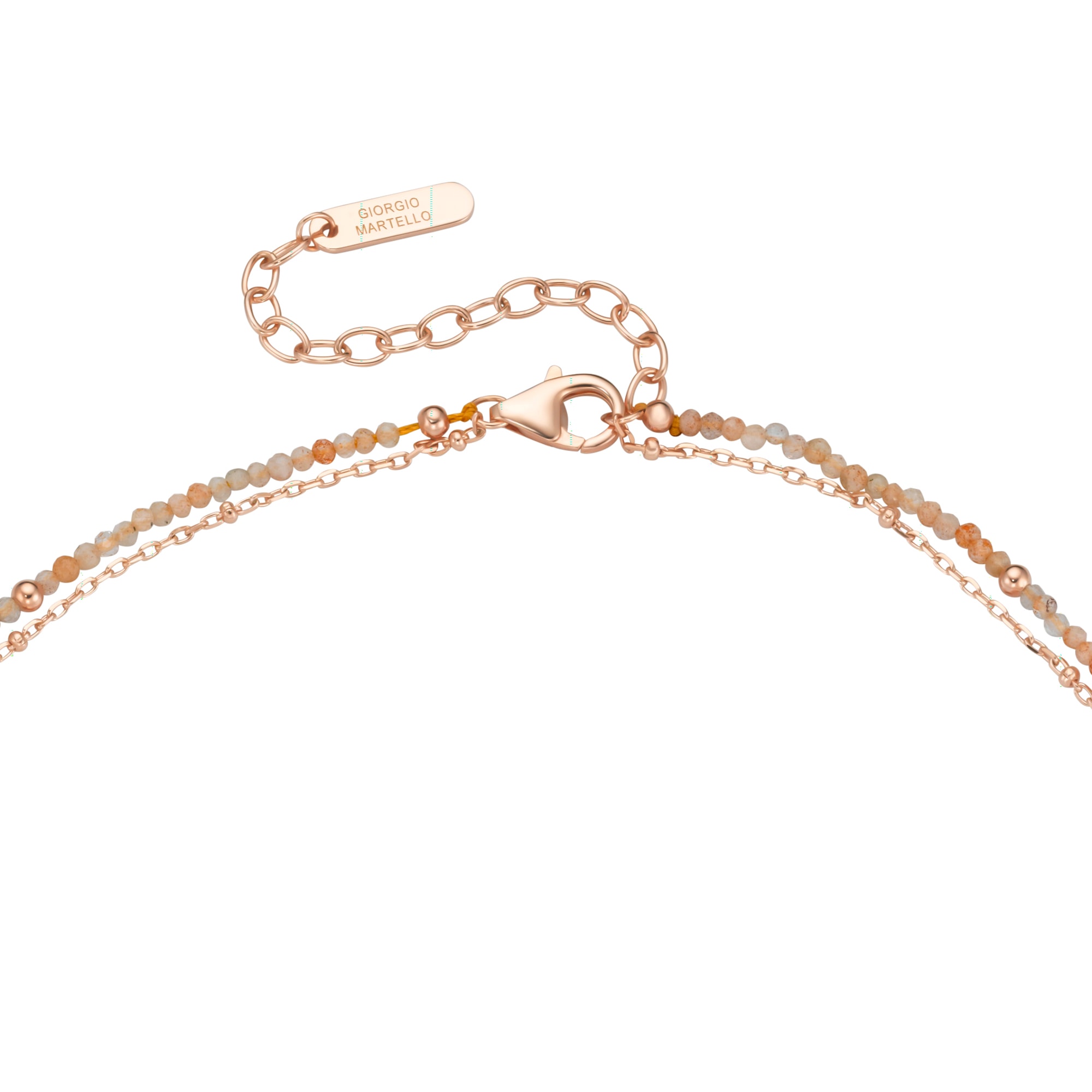 GIORGIO MARTELLO MILANO Collier »Collier mit apricotfarbigen Sonnenstein-Kugeln, Silber 925«