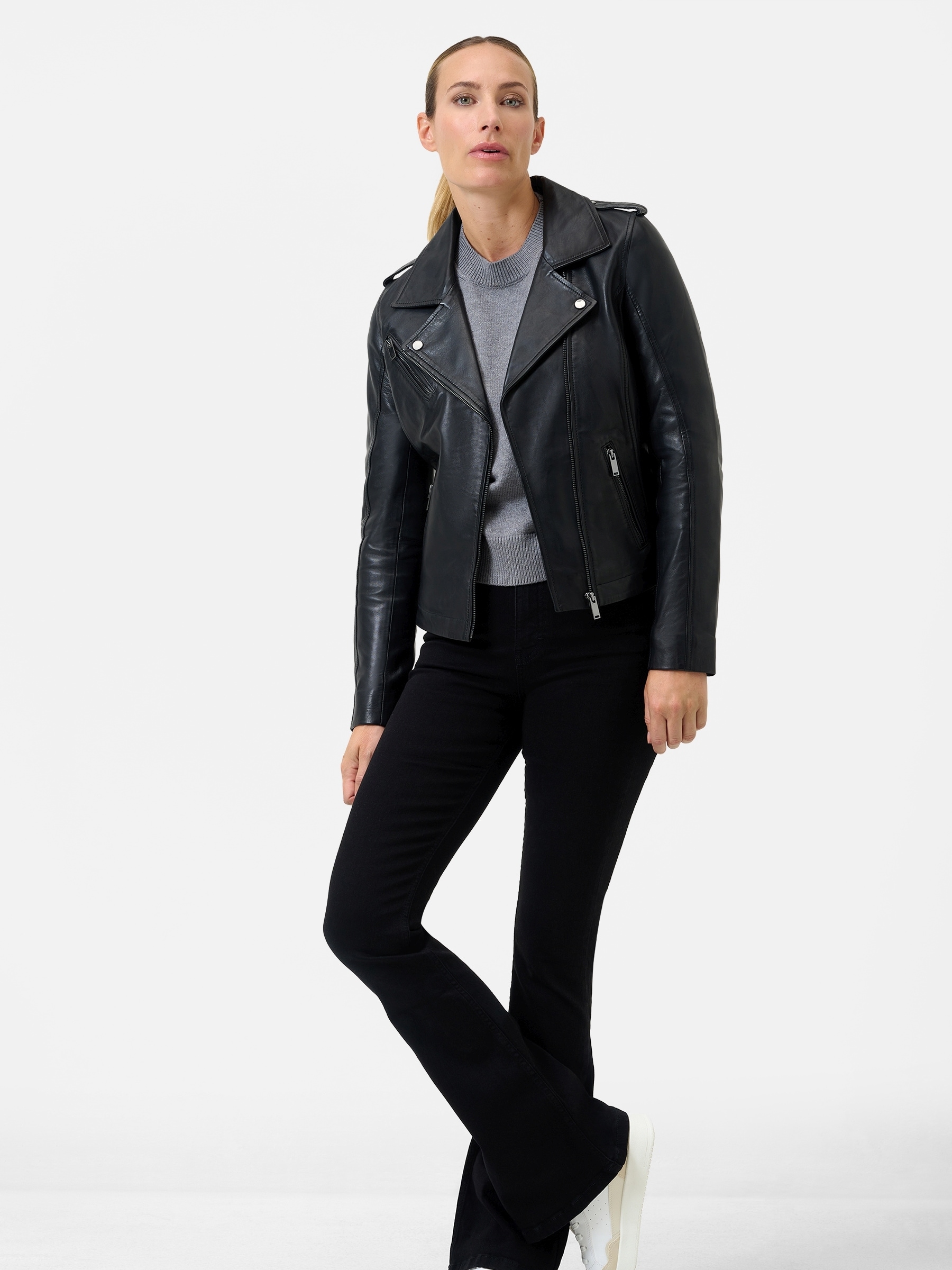 RICANO Bikerjacke »Lederjacke Leandra« ohne Kapuze Handgefertigt aus echtem Leder
