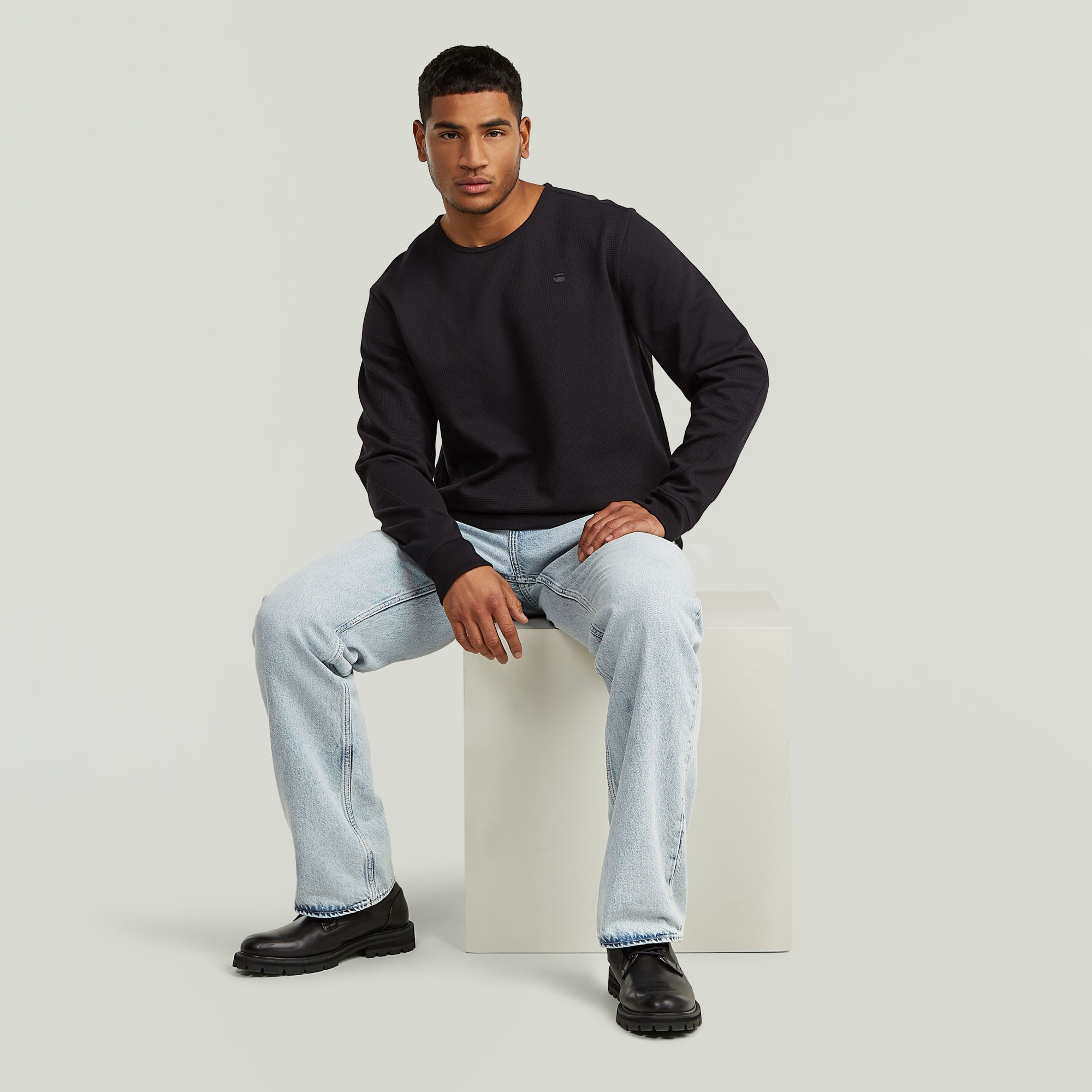 G-STAR Longsleeve »Structured Tweeter« in Waffel-Struktur, mit Logostickerei