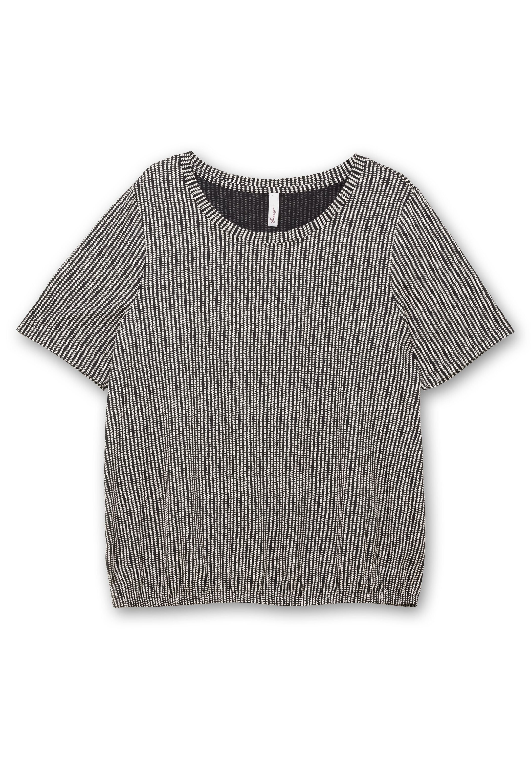 Sheego Rundhalsshirt »Shirt mit Minimal-Druck und Gummizugbund«, mit Minimal-Druck und Gummizugbund