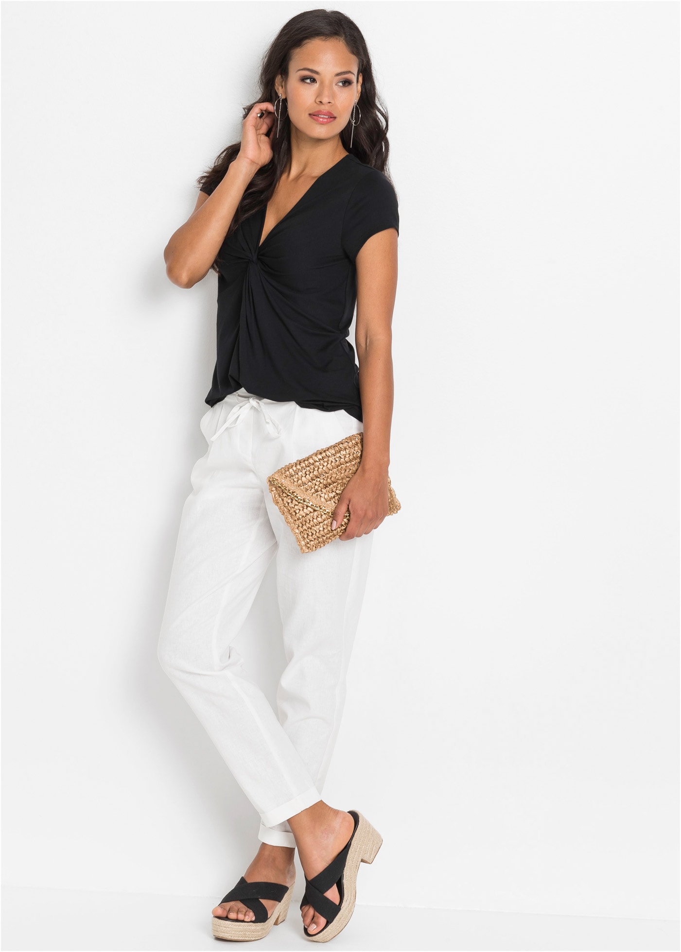 bonprix T-Shirt mit modischem Knoten-Detail