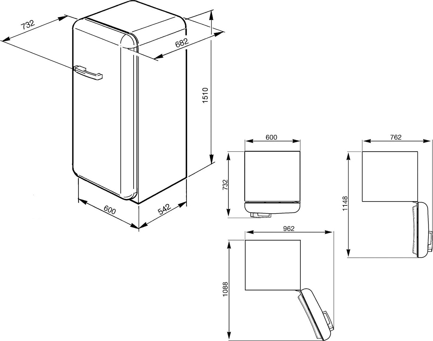 Smeg Kühlschrank »FAB28_5«, FAB28RPK5, 150 cm hoch, 60 cm breit