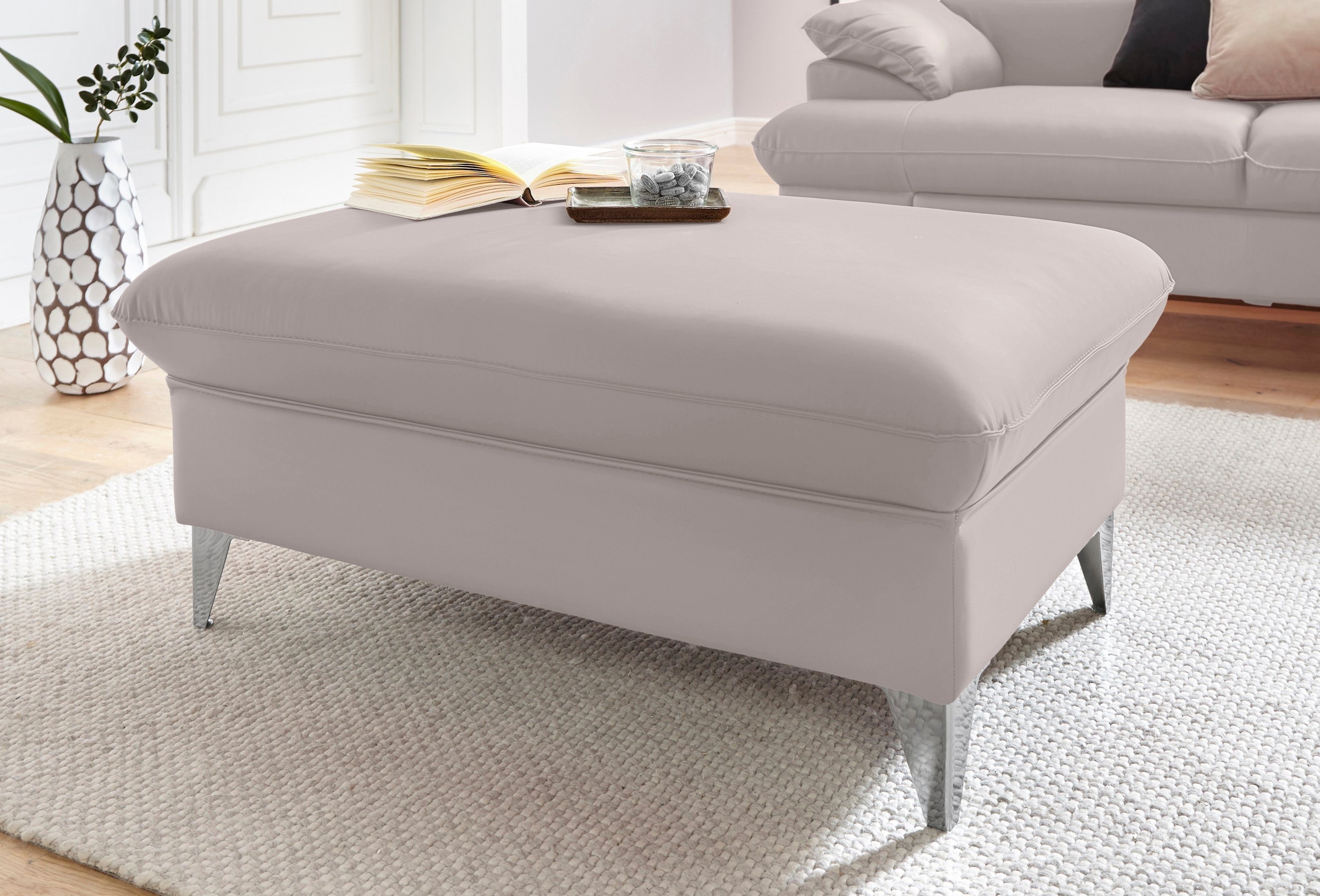 COTTA Polstergarnitur »Caluso L-Form« Set bestehend aus: Ecksofa mit Kopfteilverstellung & Hocker