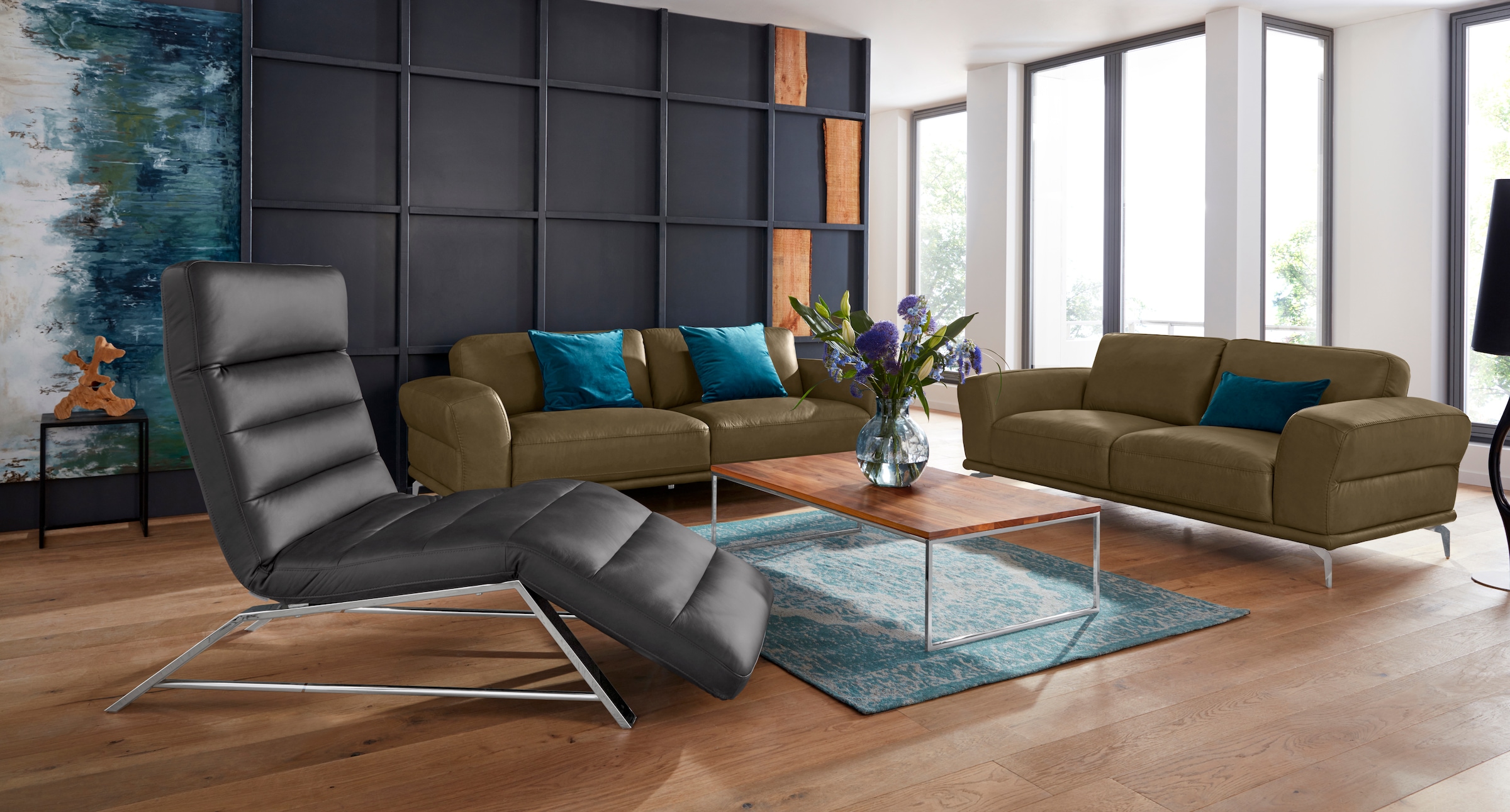W.SCHILLIG 2-Sitzer »montanaa«, mit Metallfüßen in Chrom glänzend, Breite 192 cm