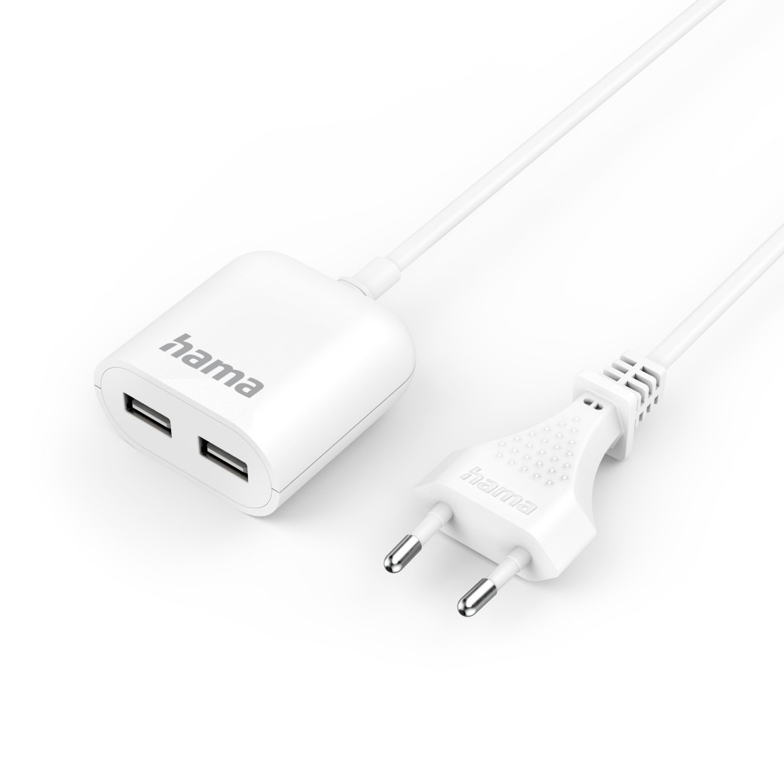 Hama Netzteil »USB Netzteil, 1,9 m, 2,4 A, 2x USB-A, Weiß«