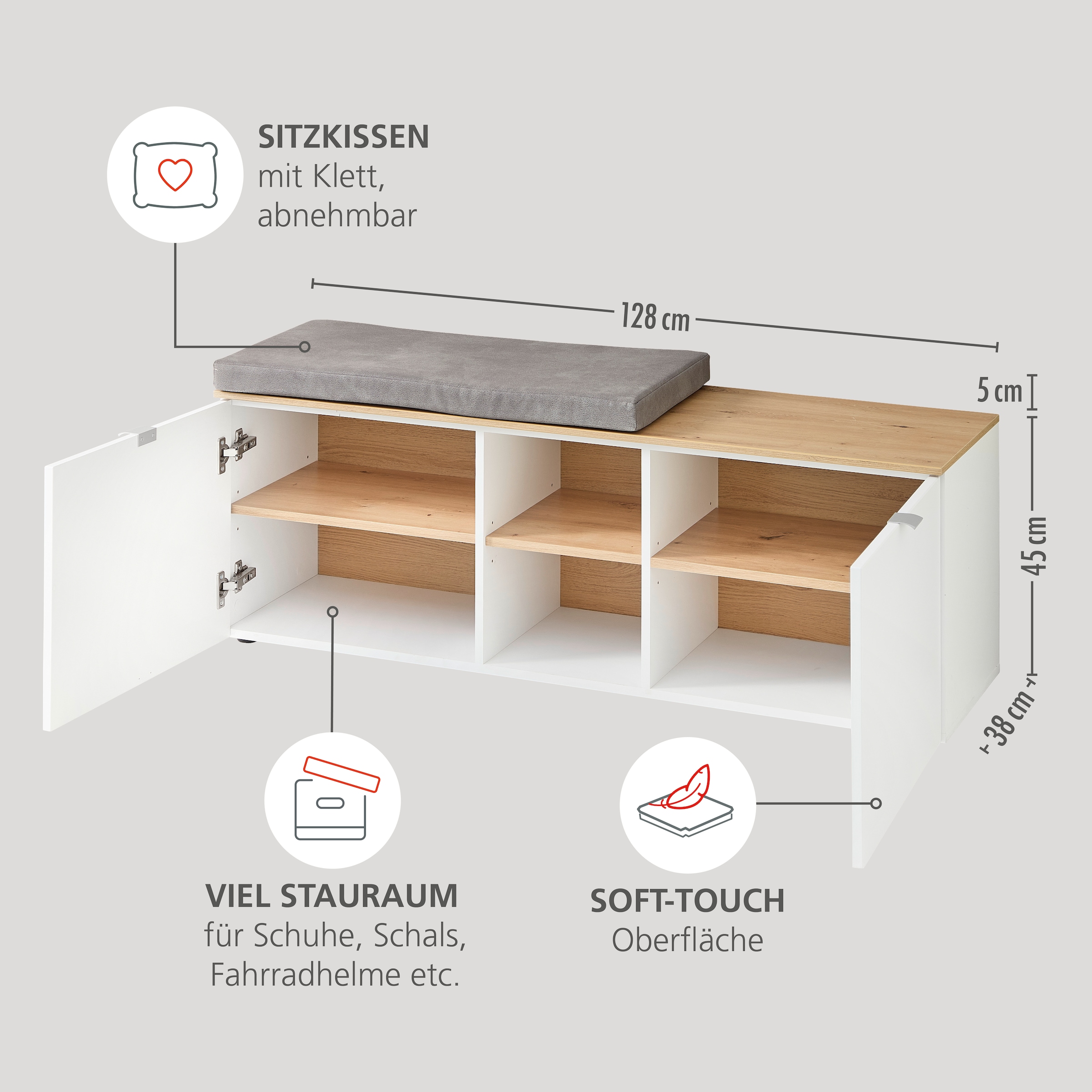 Innostyle Garderoben-Set »Bari Garderobenprogarmm, BxHxT 206x202x38 cm« Set, 4 Stk. tlg.