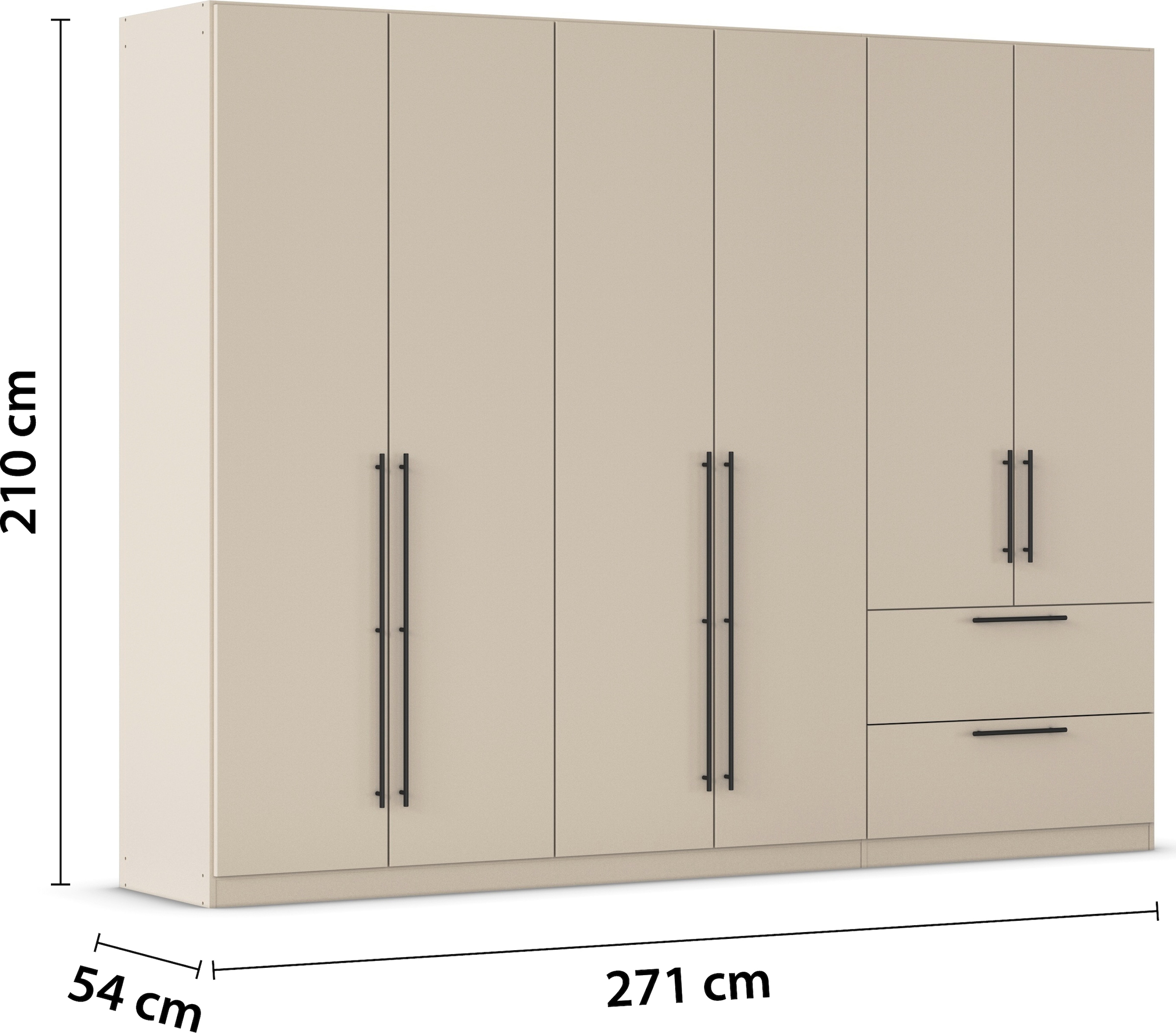 rauch Kleiderschrank »Drehtürenschrank Schrank Garderobe Wäscheschrank Schlafzimmer AVOLA«, (in 3 verschiedenen Ausstattungen BASIC/CLASSIC/PREMIUM), mit hochwertigen Stangengriffen aus Metall in Schwarz MADE IN GERMANY