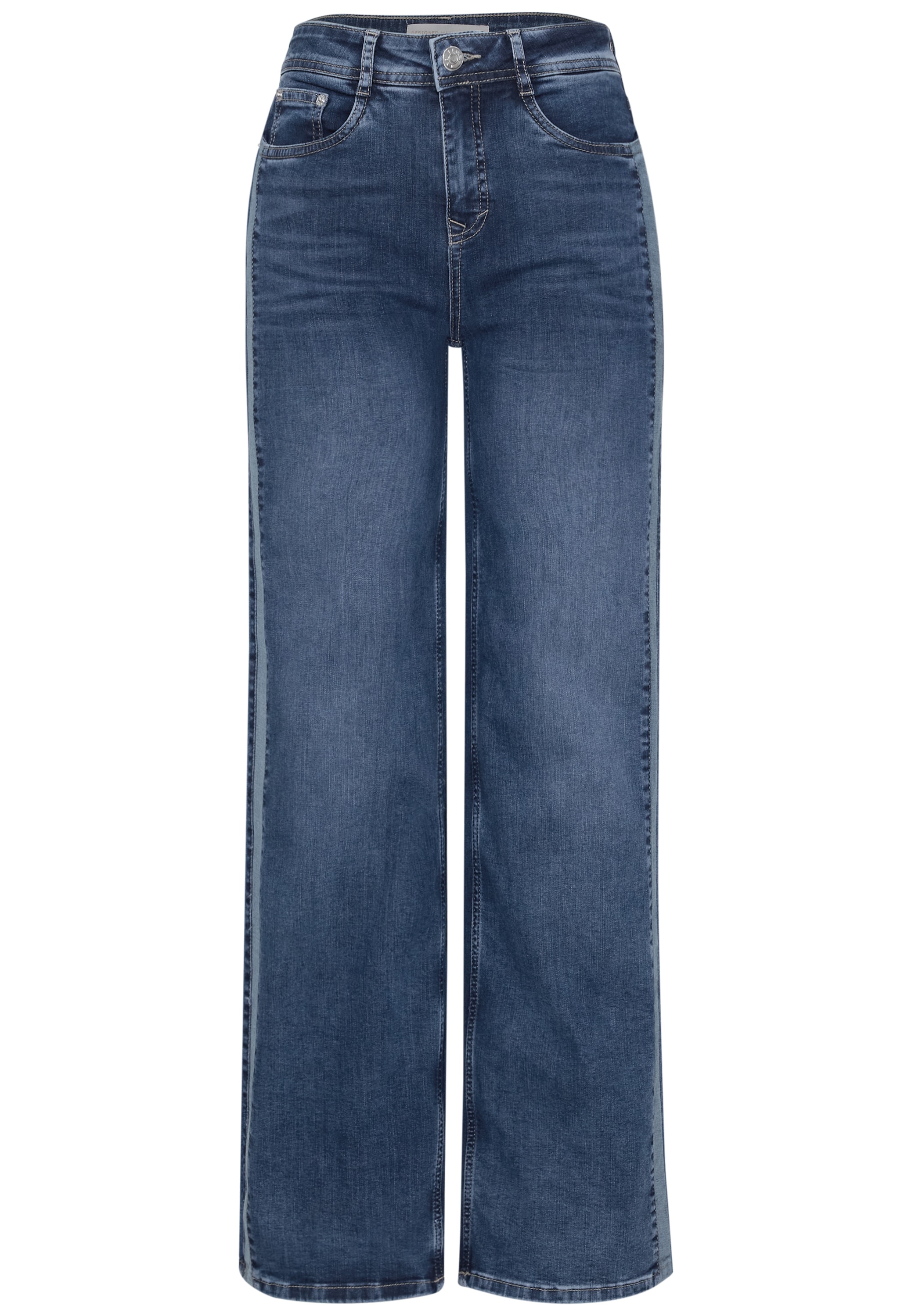 STREET ONE Loose-fit-Jeans mit Gallonstreifen / Wide Leg /  Stretch