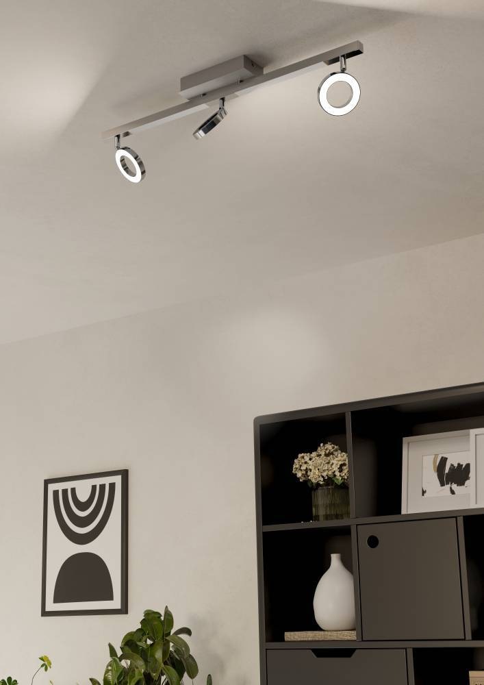 EGLO LED Deckenspots »CARDILLIO 1 Deckenlampe, Chrom, 3 flammig, schwenkbare Lampenköpfe«, 5 flammig, Leuchtmittel LED-Board | LED fest integriert, Spot, warmweißes Licht, Wohnzimmer, Esszimmer, Küche, Flur, 69x8,5cm