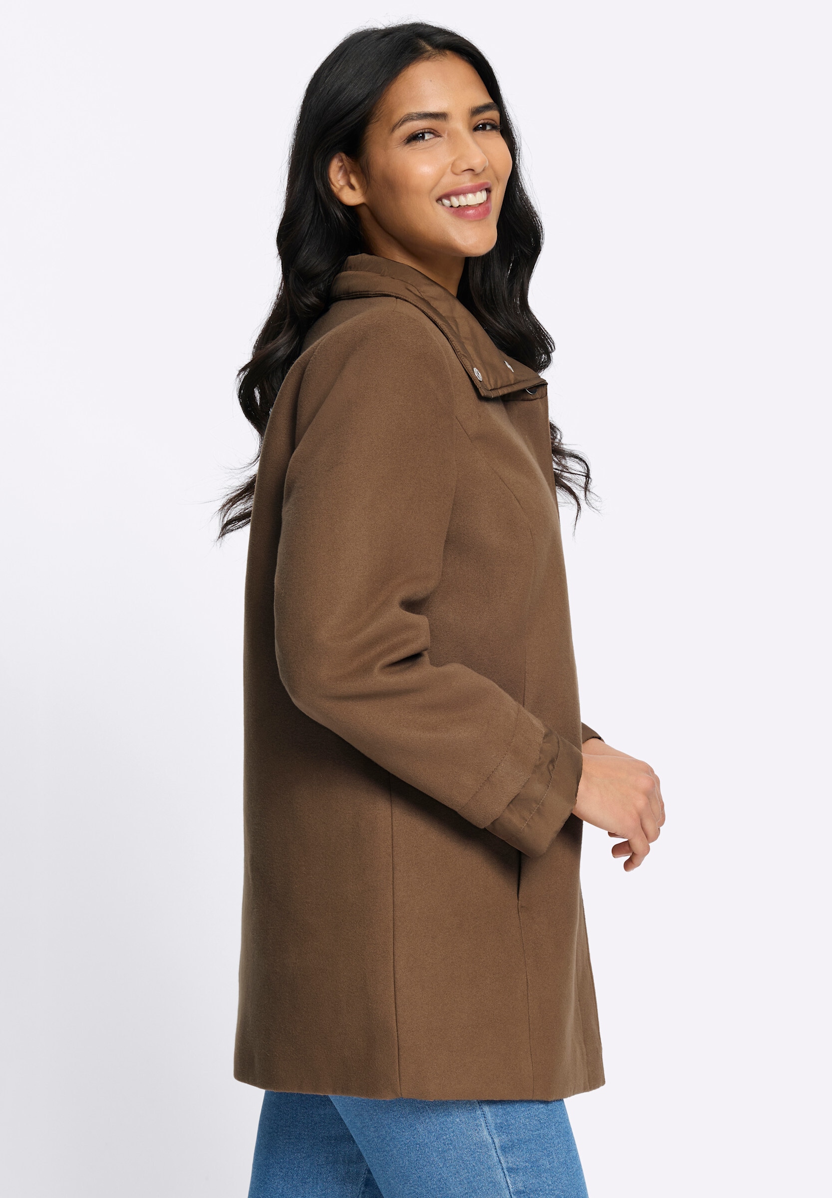 Sieh an! Langjacke »Longjacke Longjacke mit Stepp-Einsätzen« ohne Kapuze