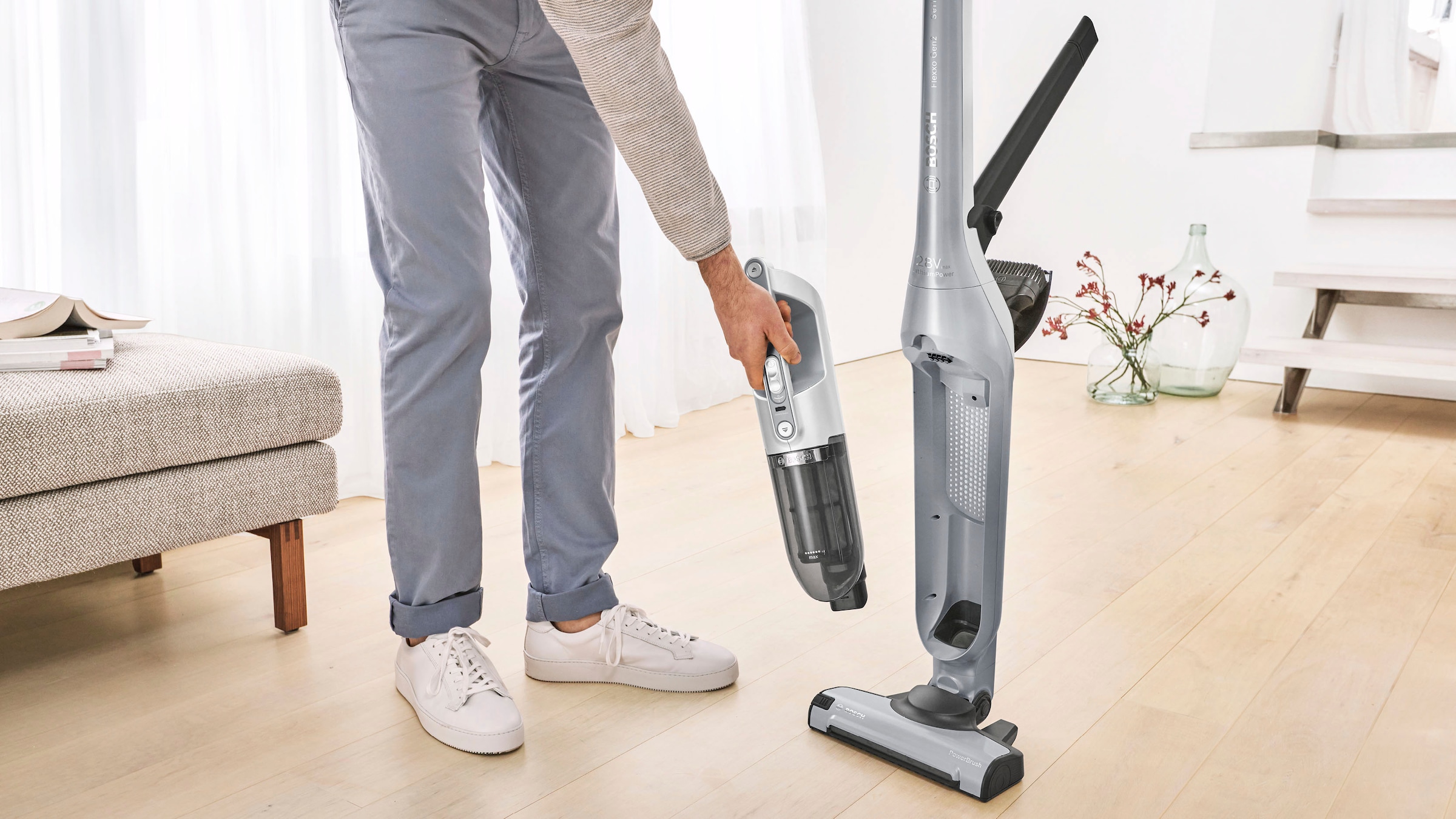 BOSCH Akku-Hand-und Stielstaubsauger »Flexxo Gen integriertes bei silber Serie kaufen Power 4 LED, 28 Zubehör, OTTO BBH3K2801«, Düse V, 2 mit