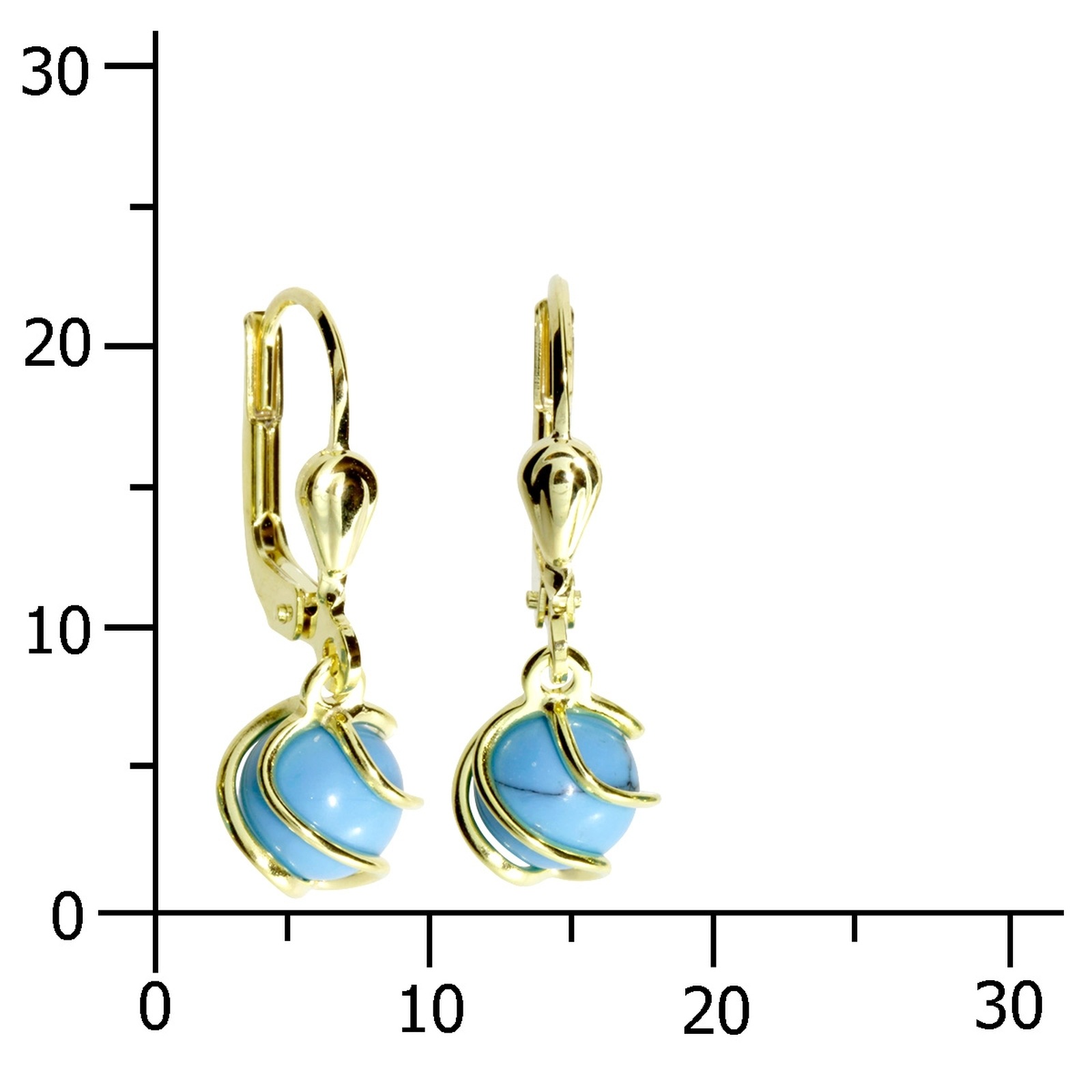 OSTSEE-SCHMUCK Paar Ohrhänger »- Goldkäfig - Gold 333/000 - rek. Türkis«