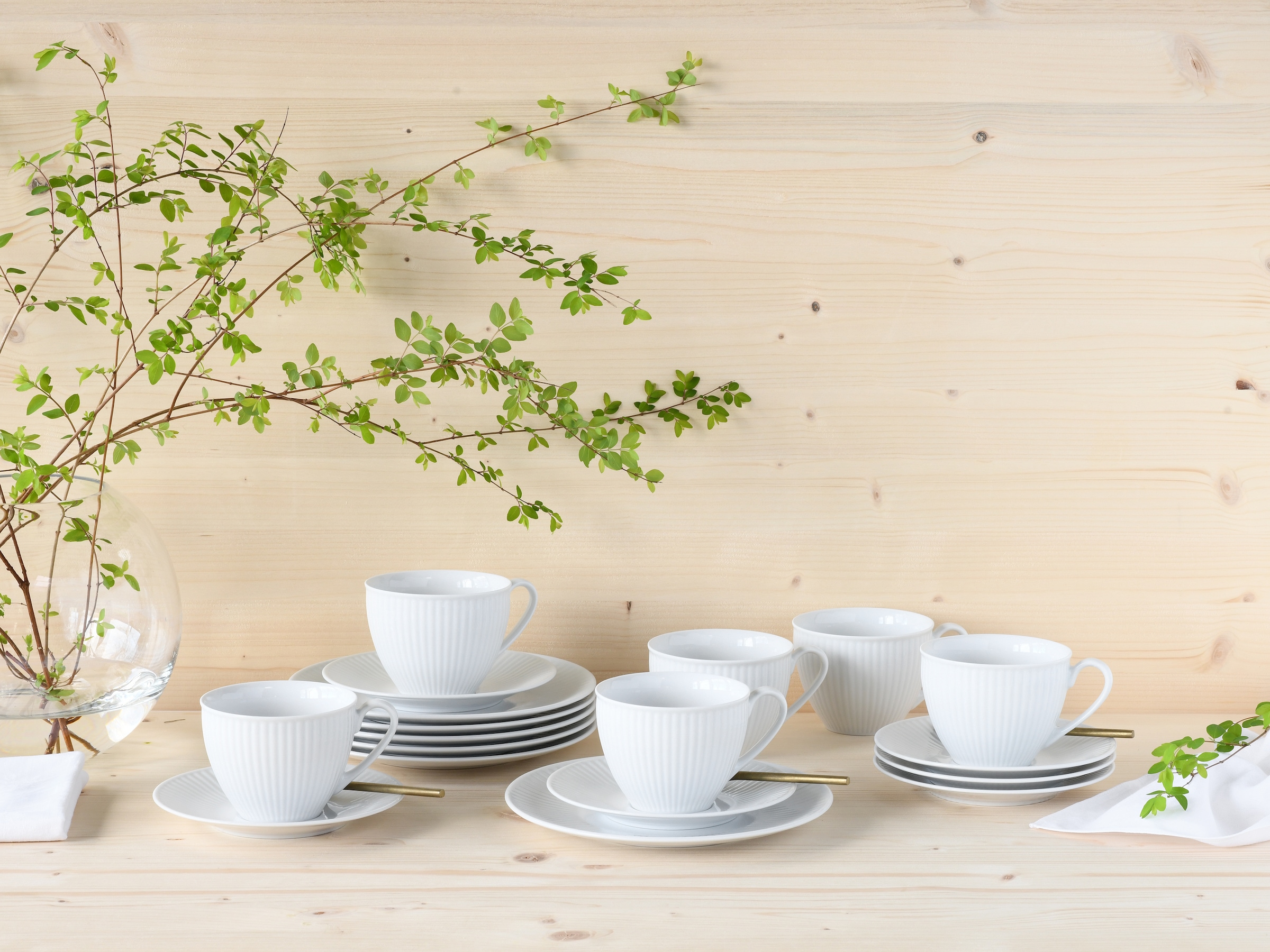 CreaTable Kaffeeservice »Valencia Weiß, Kaffee-Service 18-tlg« Elegant, Boho Chic