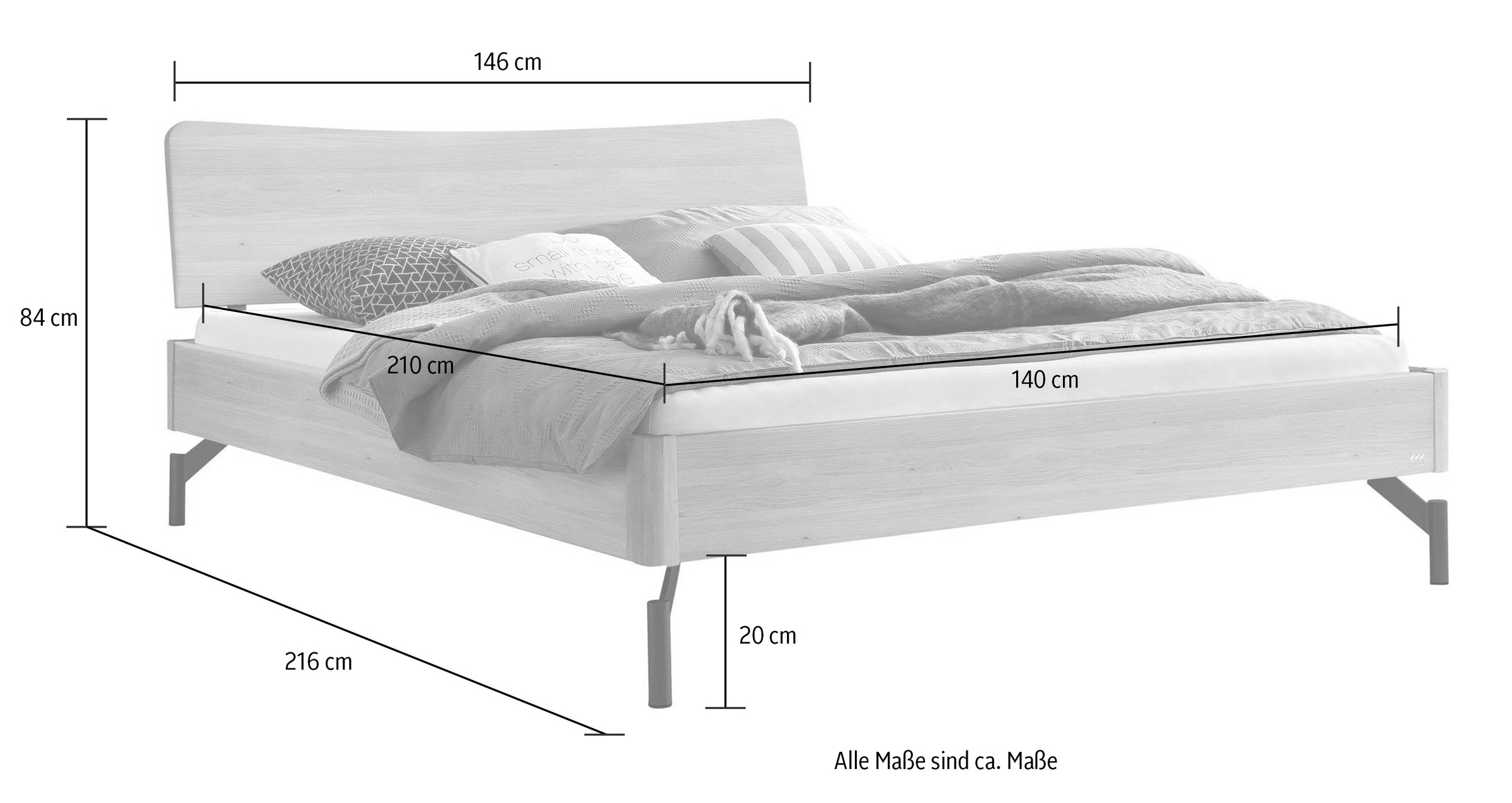 HASENA Holzbett »Albinia«, Massivholzbett Albinia, Fußhöhe 20 cm