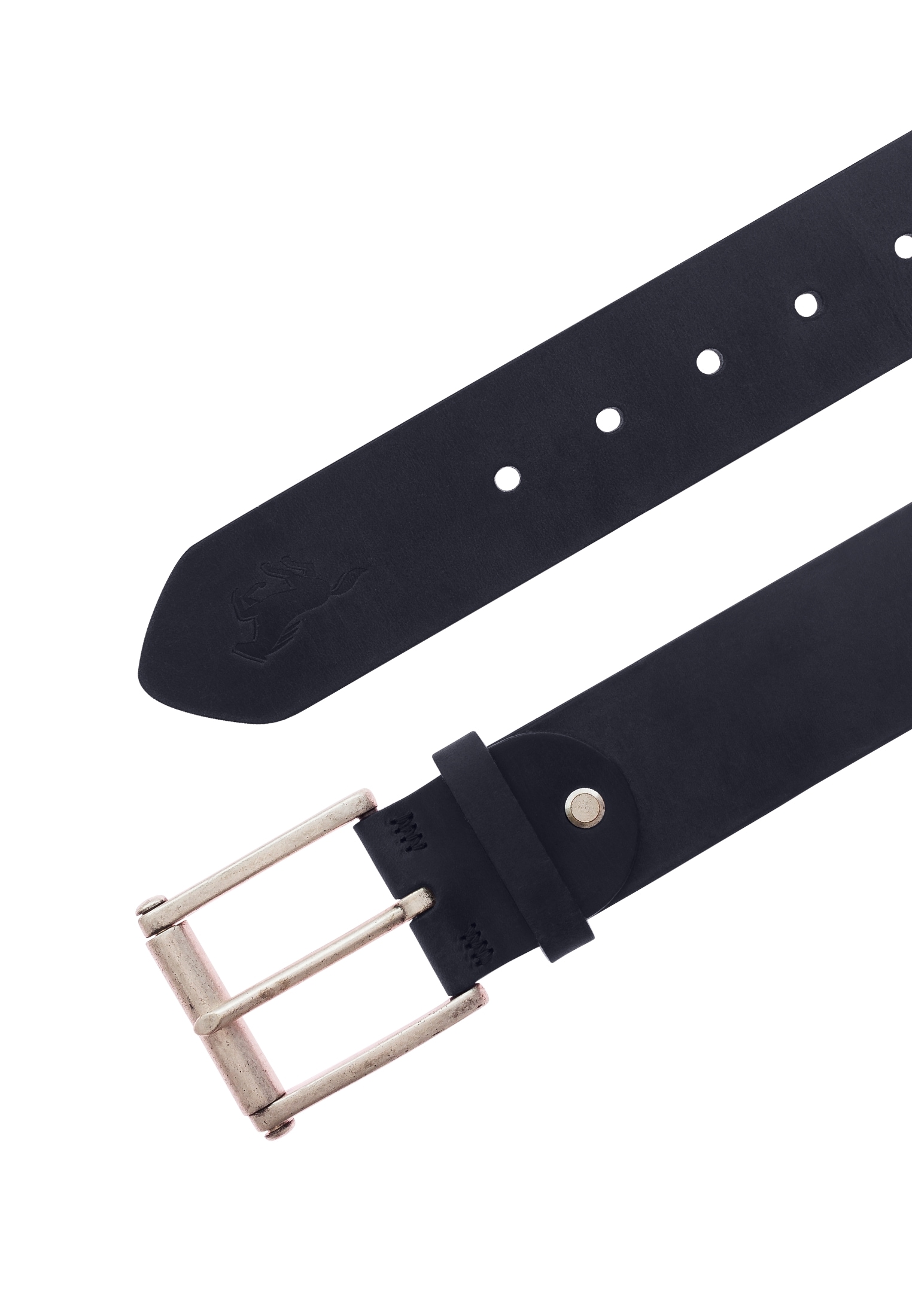 MUSTANG Ledergürtel, Leder-Gürtel mit Vintagecharakter und Roll-Schließe, 4,5 cm