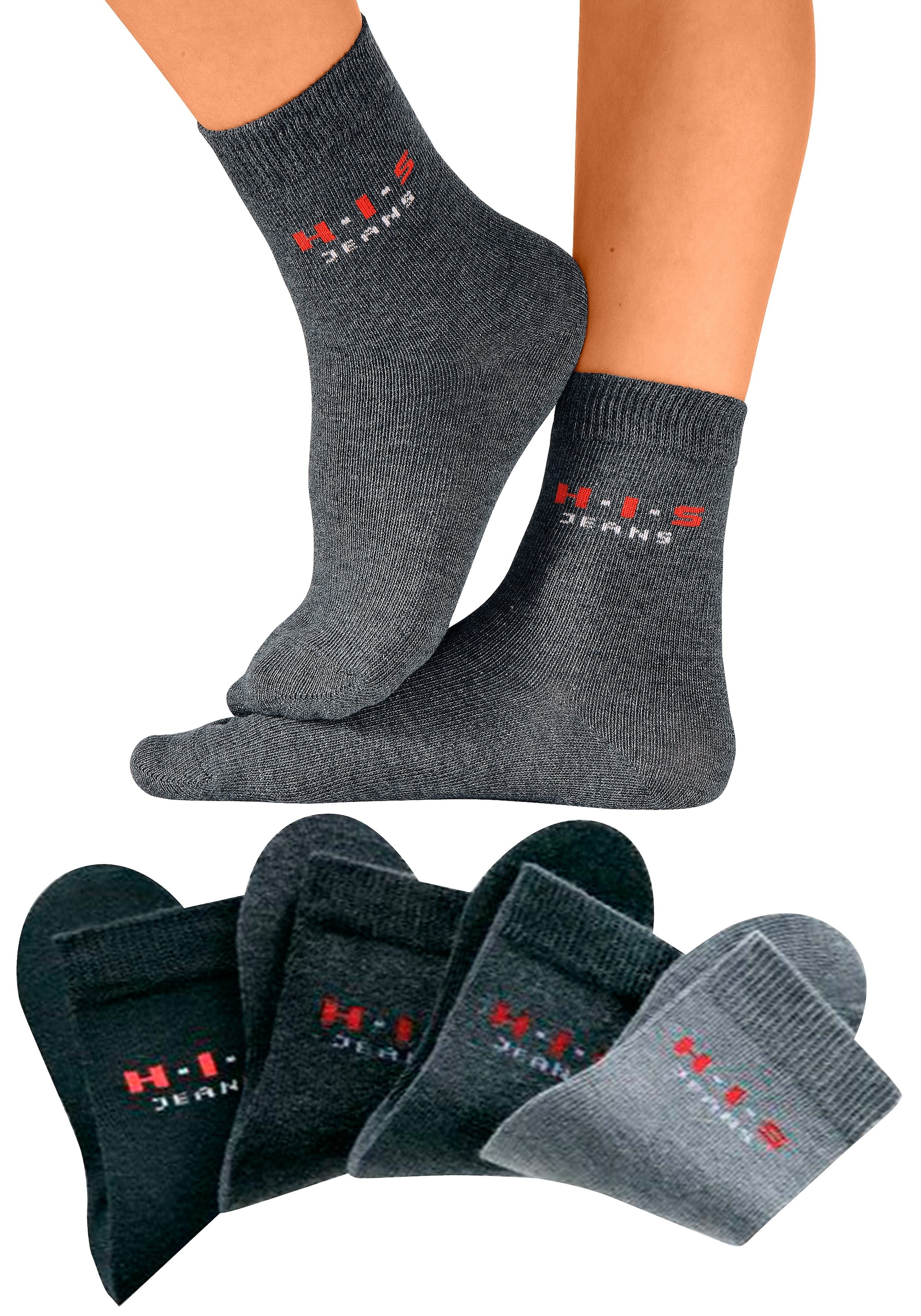 H.I.S Basicsocken, Logo (4 mit bei Paar), bestellen kontrasfarbenem OTTO