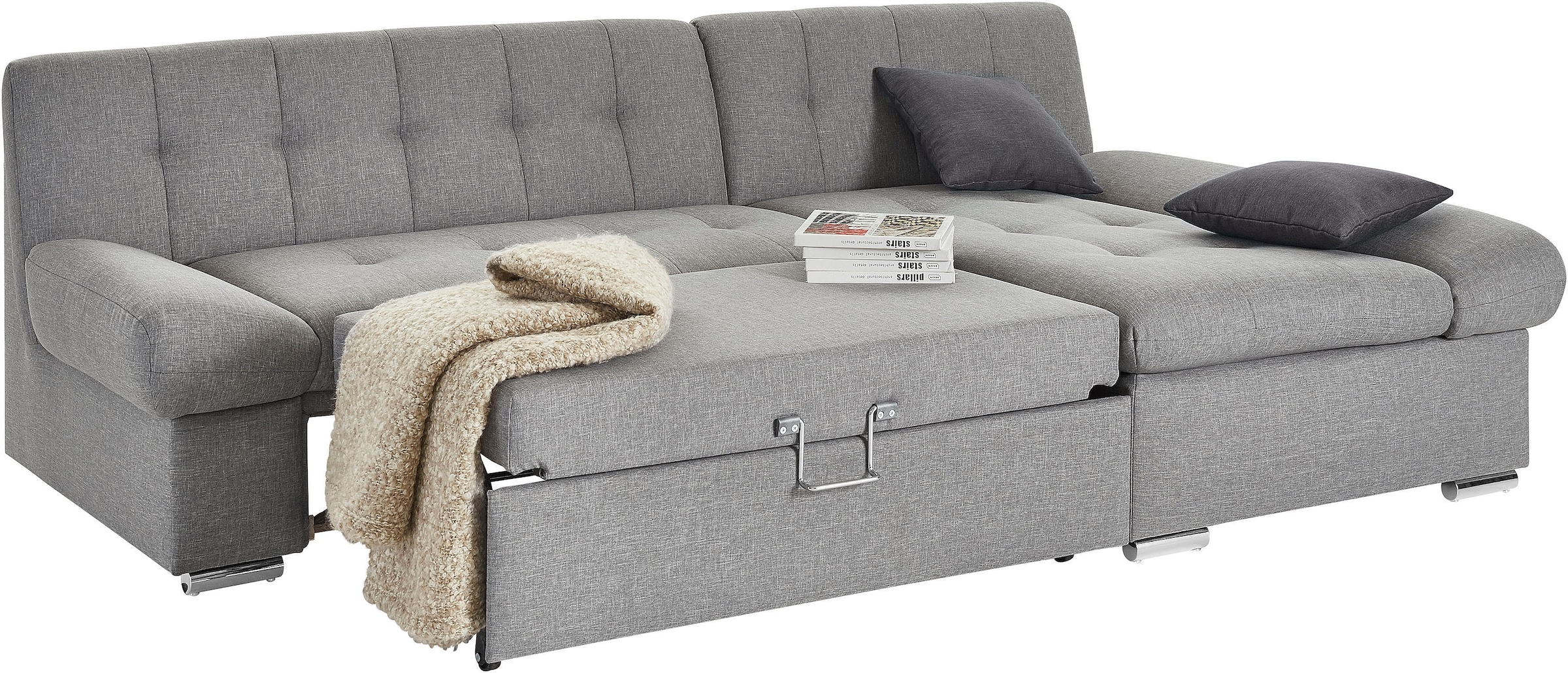 TRENDMANUFAKTUR Ecksofa »Reggae II, moderne Optik, Armteilverstellung, B/T 237/156cm, L-Form«, wahlweise mit Bettfunktion