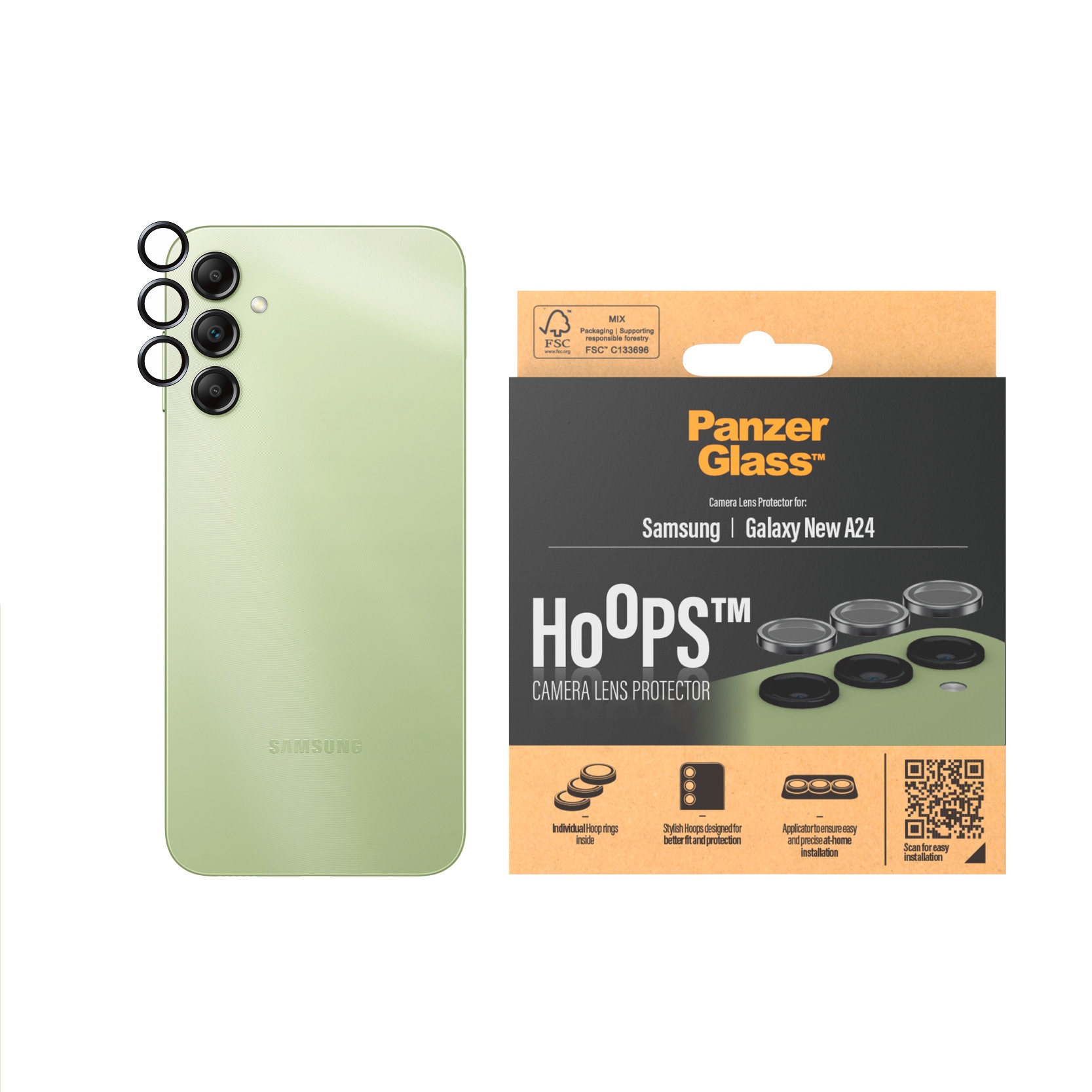 Kameraschutzglas »Hoops Camera Protector für Samsung Galaxy A24 5G, Black«, für...