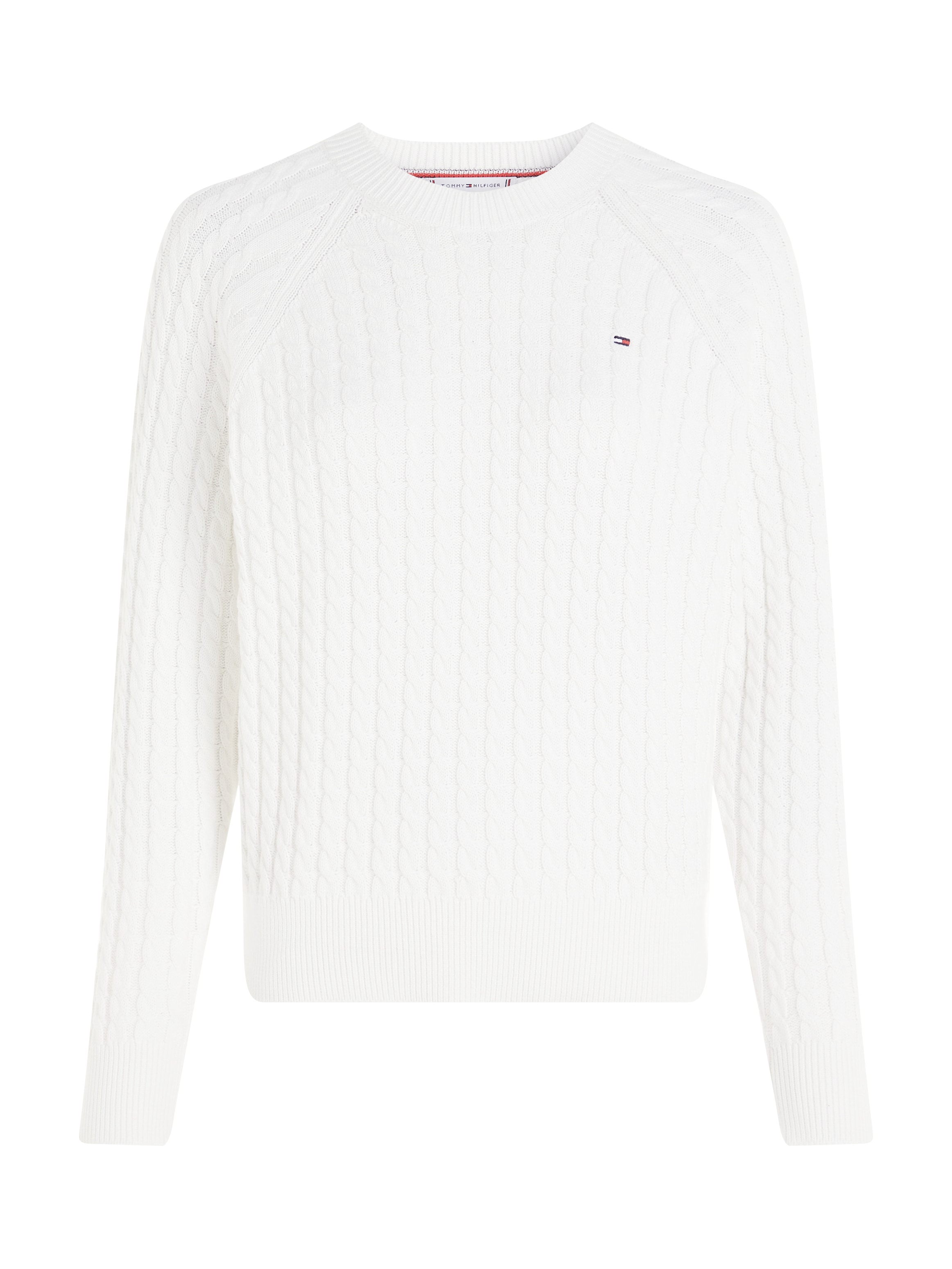 Tommy Hilfiger Rundhalspullover »CO CABLE C-NK SWEATER«, mit Zopfmuster