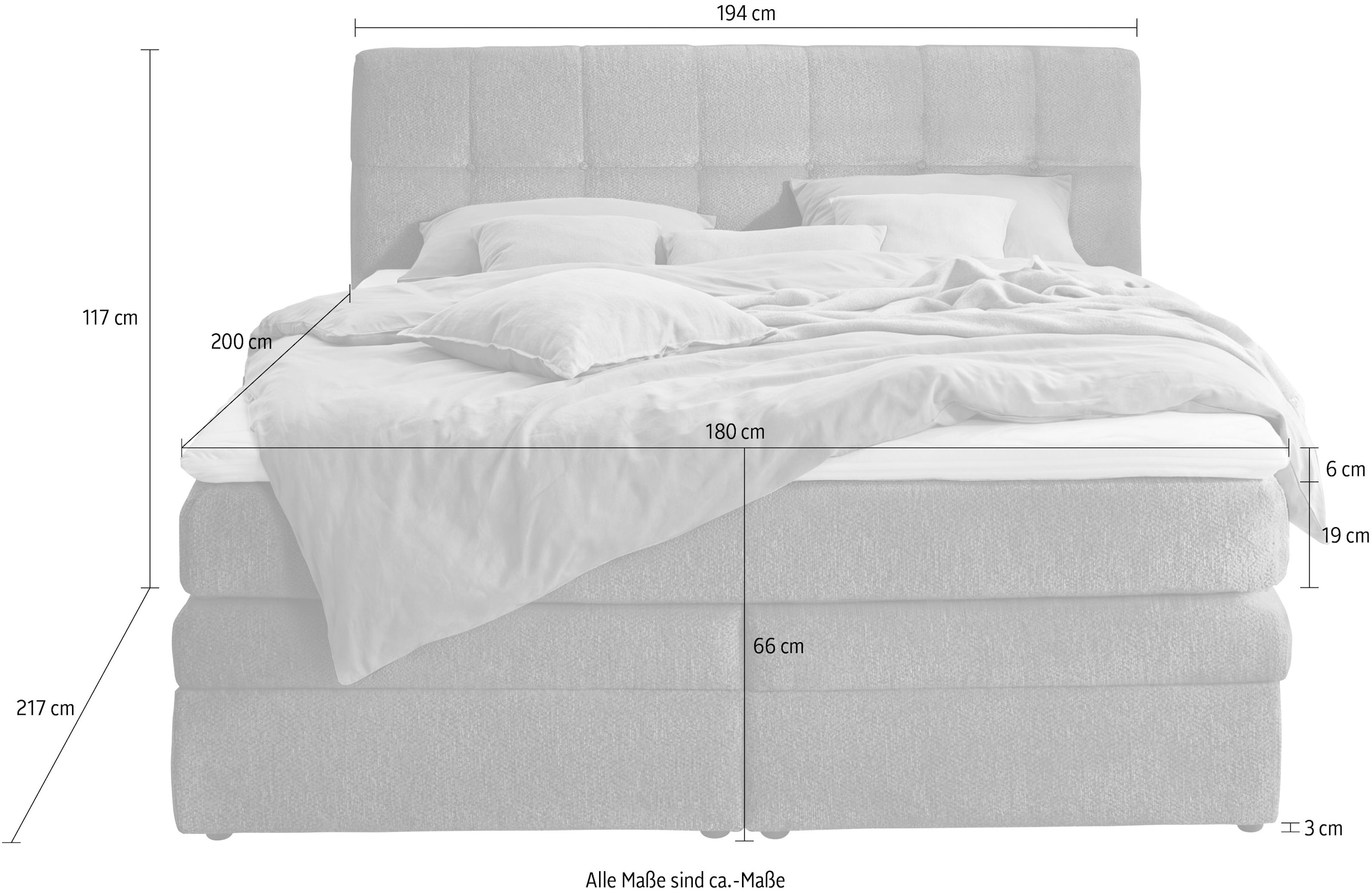 Jockenhöfer Gruppe Boxspringbett »AMY in Chenille, erhältlich in den Breiten 180cm & 200cm« mit Bettkasten und Topper