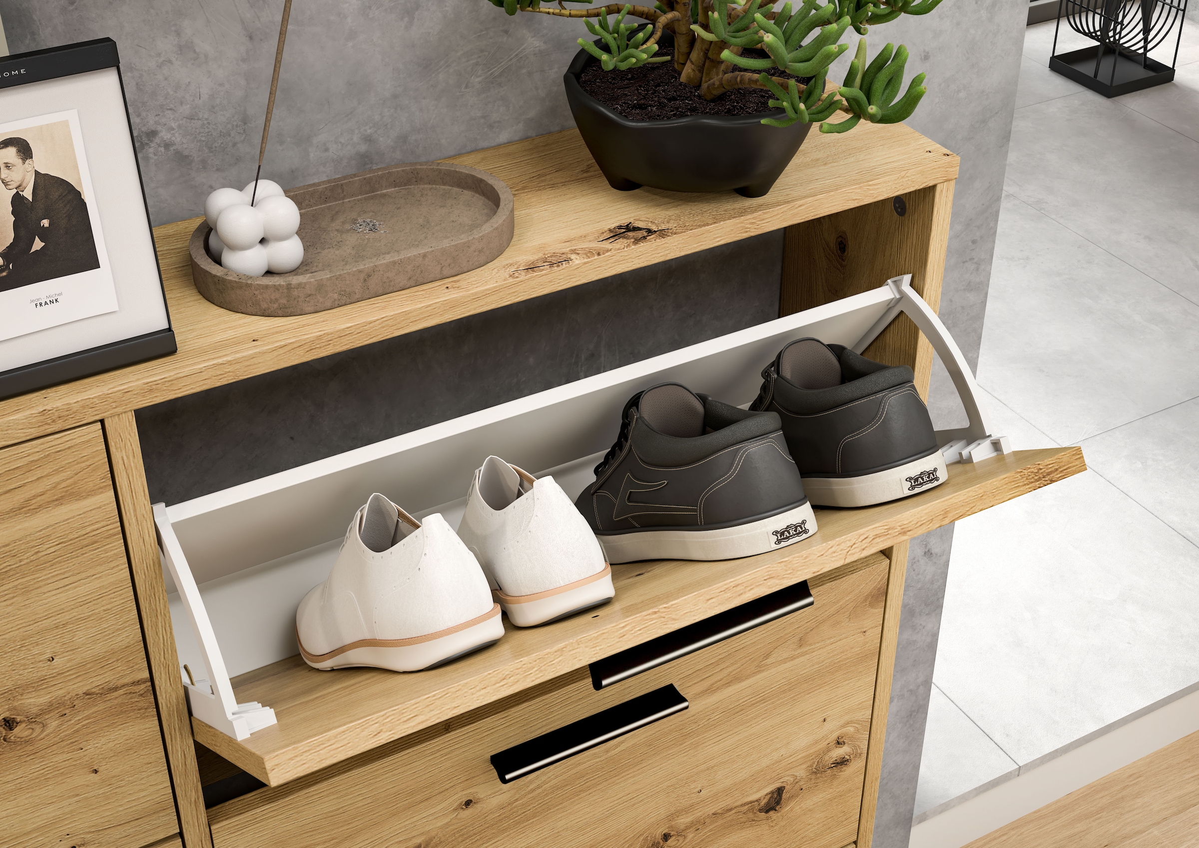 HBZ Schuhkipper »Sam Schuhkipper, Schuhschrank BxHxT 59x136x17 cm«, (1 St.), mit 4 Klappen