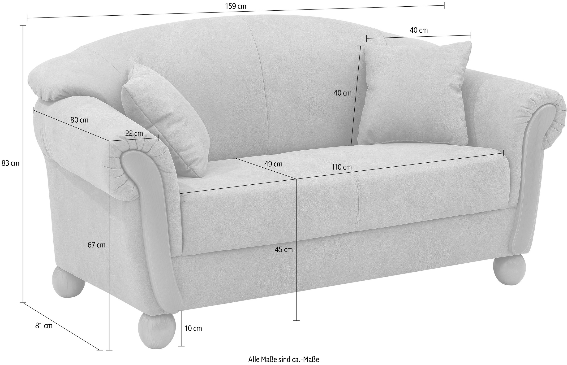 Home affaire 2-Sitzer »Milano Vintage« mit Federkern, Bezug in Lederoptik, incl. Zierkissen