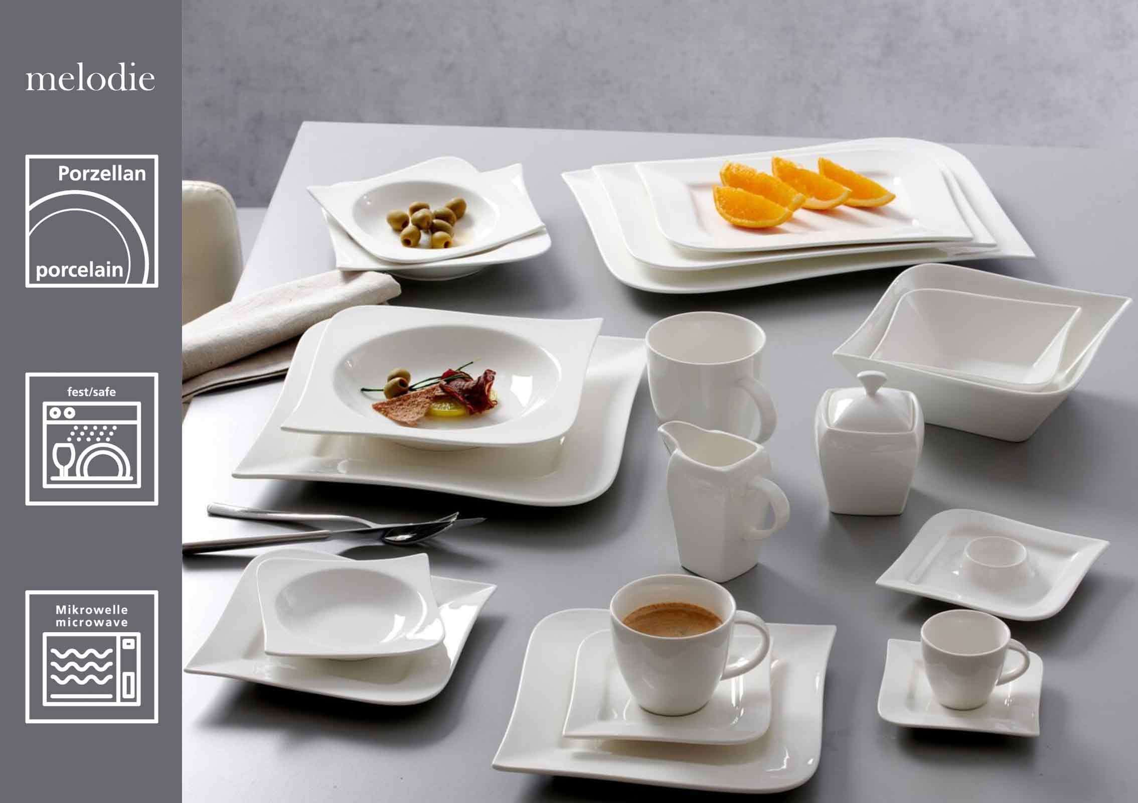 Ritzenhoff & Breker Tasse »Kaffeetassen mit Untertassen Melodie 190 ml 6er Set weiß«