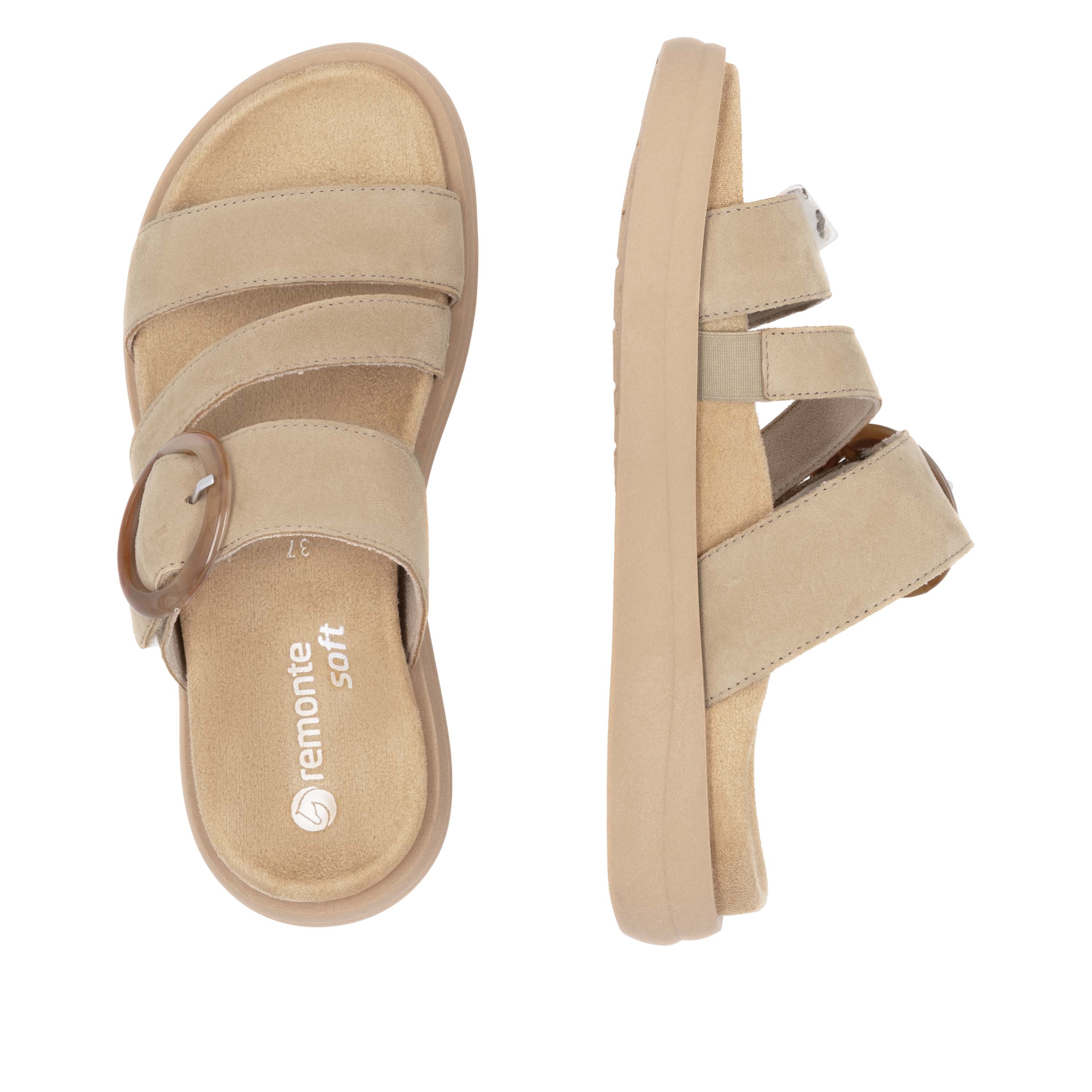 Remonte Pantolette, Sommerschuh, Schlupfschuh, Komfortschuh mit großer Zierschnalle