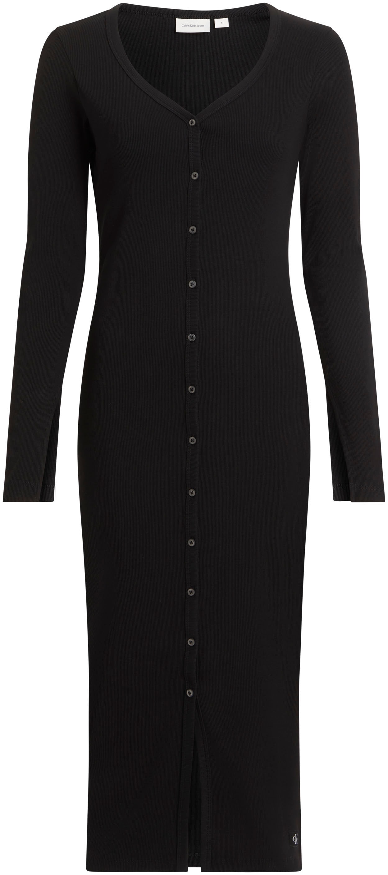 Calvin Klein Jeans Maxikleid »WOVEN LABEL LS RIB DRESS«, mit Logodruck