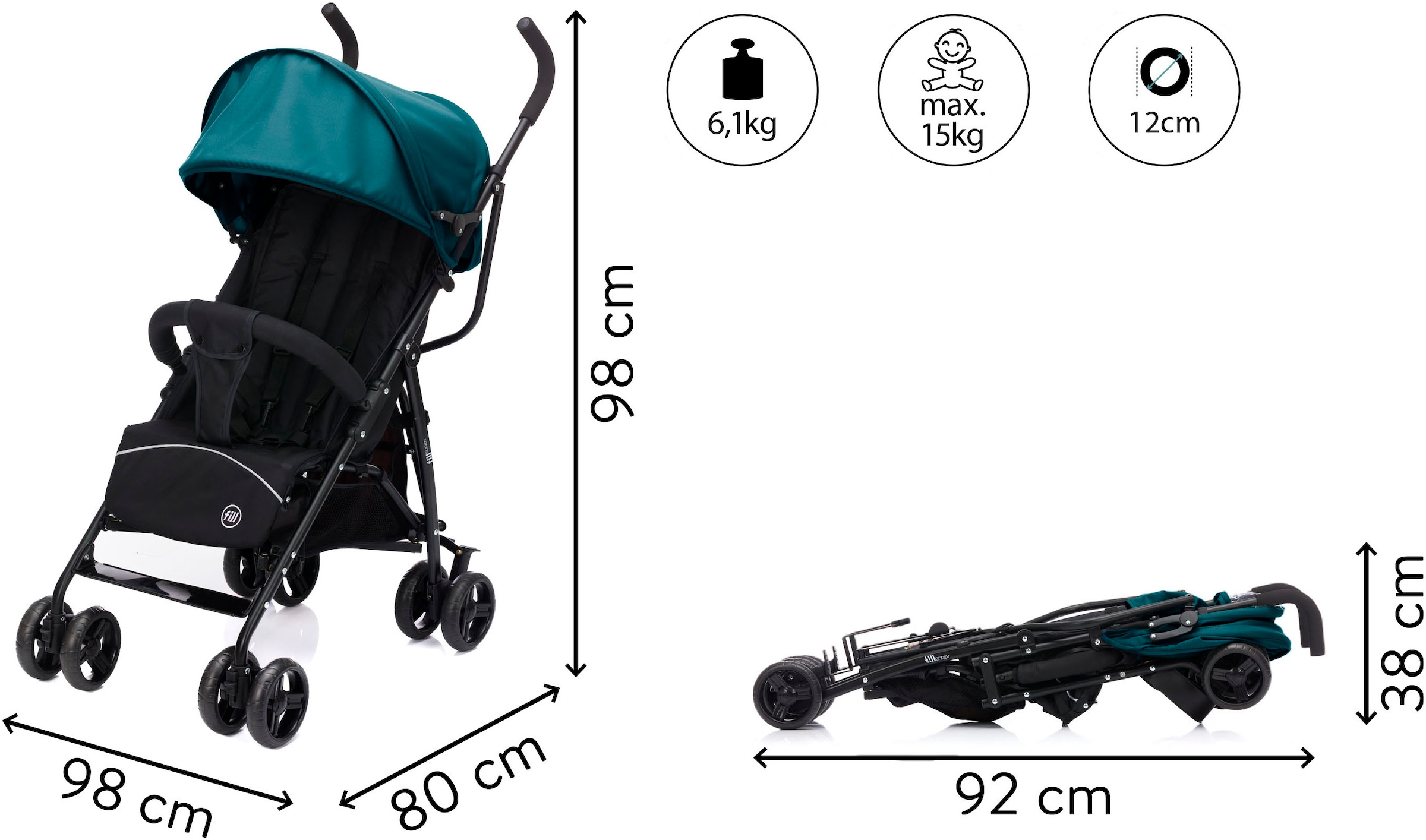 Fillikid Kinder-Buggy »Fill Buggy Glider, petrol«, 22 kg