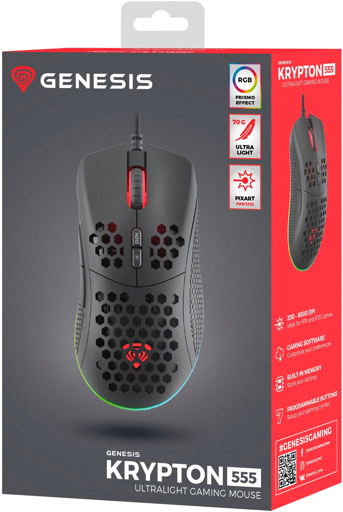 Genesis Gaming-Maus »KRYPTON 555«, kabelgebunden