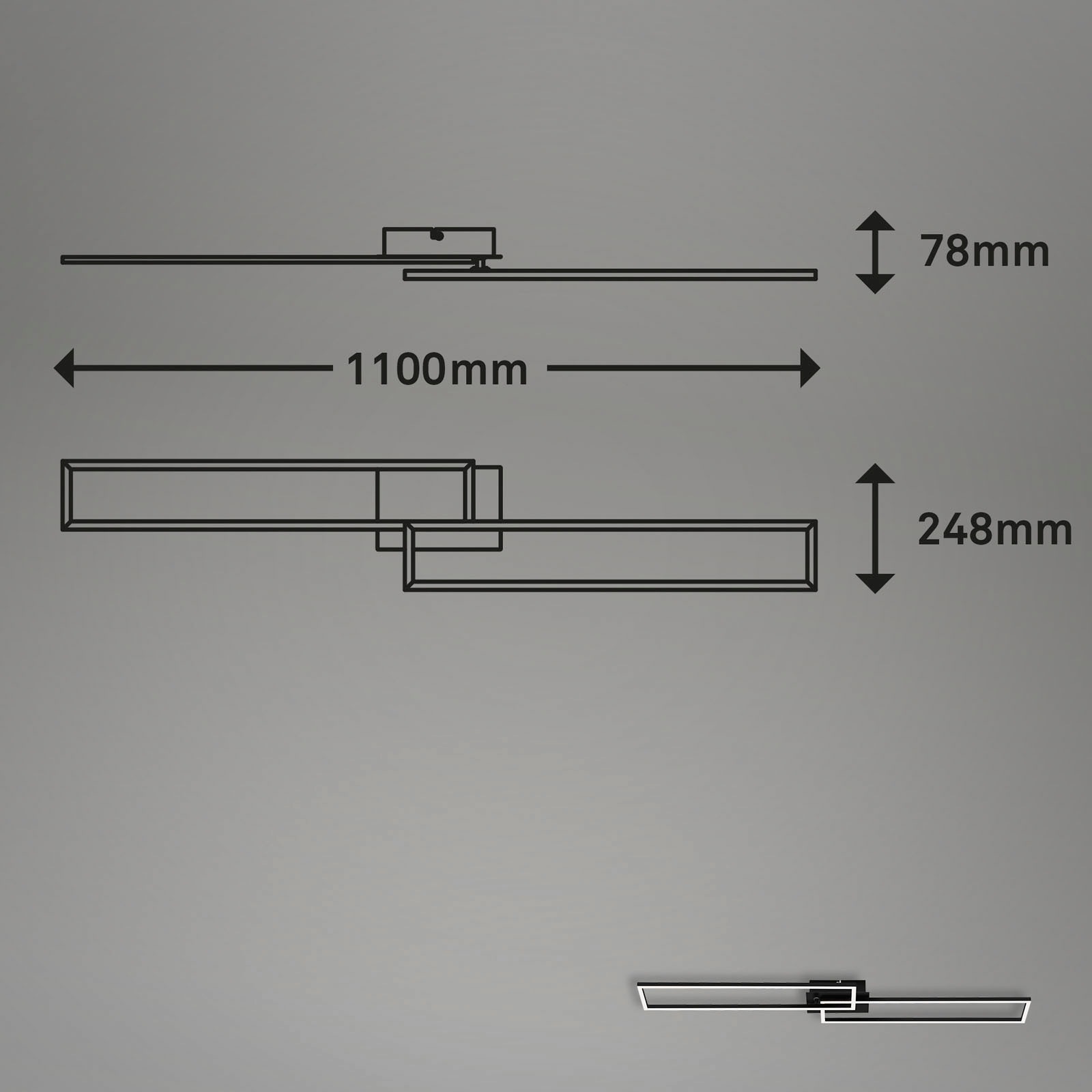 Briloner Leuchten LED Deckenleuchte »3145015 FRAME«, Leuchtmittel LED-Board | LED fest integriert, Deckenlampe, 110x24,8x7,8cm, Schwarz, 40W, Wohnzimmer, Schlafzimmer