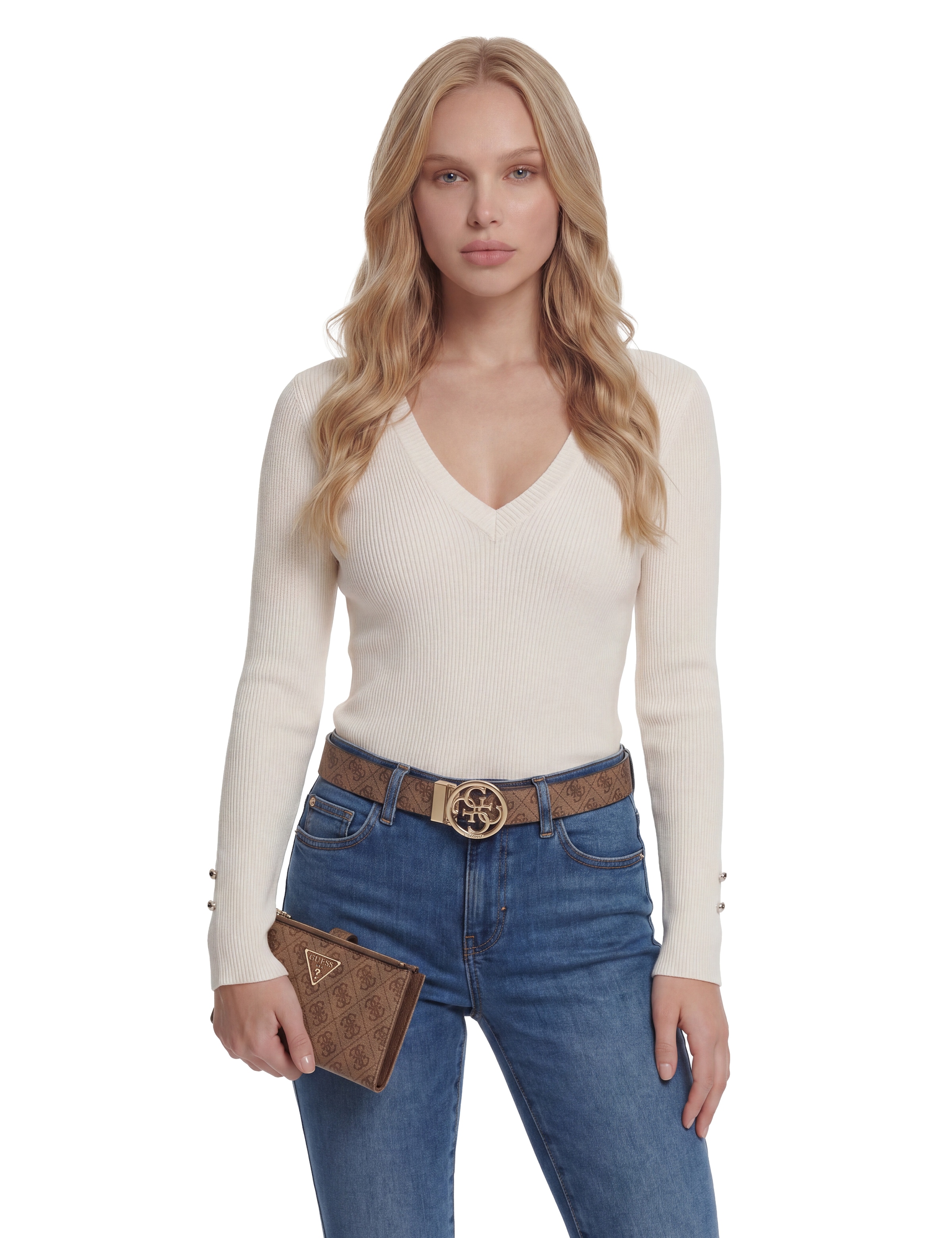 Guess Geldbörse »LAUREL II SLG DBL ZIP ORGNZR« Damen Geldbeutel, Portemonnaie mit zwei Zipperfächern