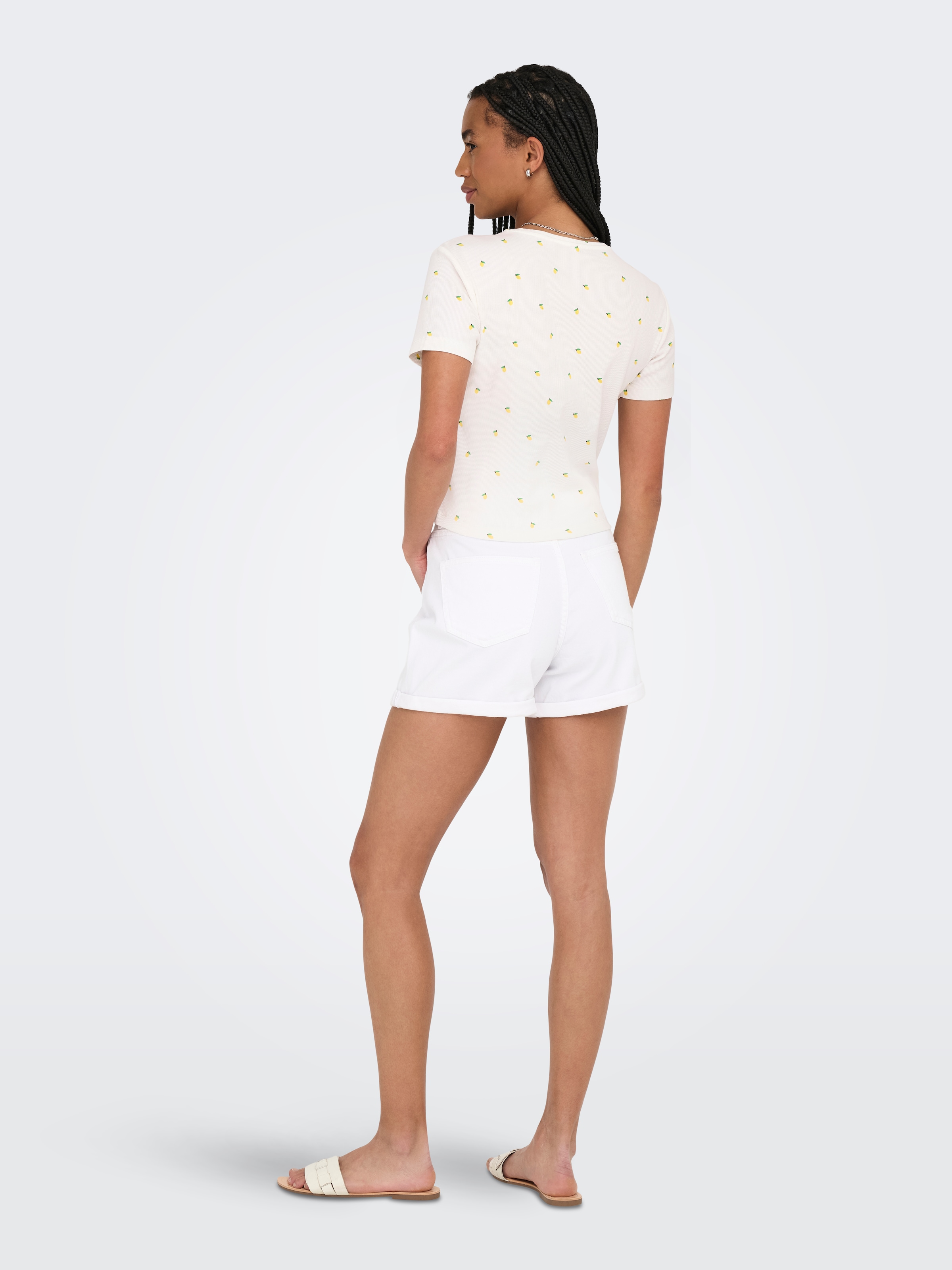 ONLY Kurzarmshirt »ONLFENJA LIFE SS AOP TOP JRS NOOS« Baumwollmischung, Cropped Fit, Rundhals