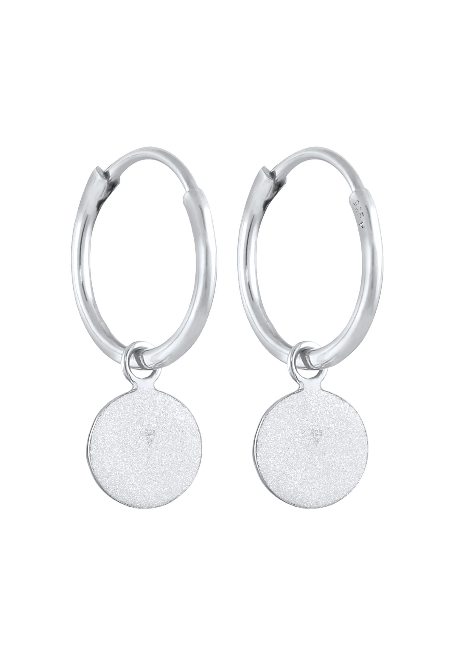 Elli Paar Creolen »Ohrringe Creolen Plättchen Coin Organic Look 925 Silber«