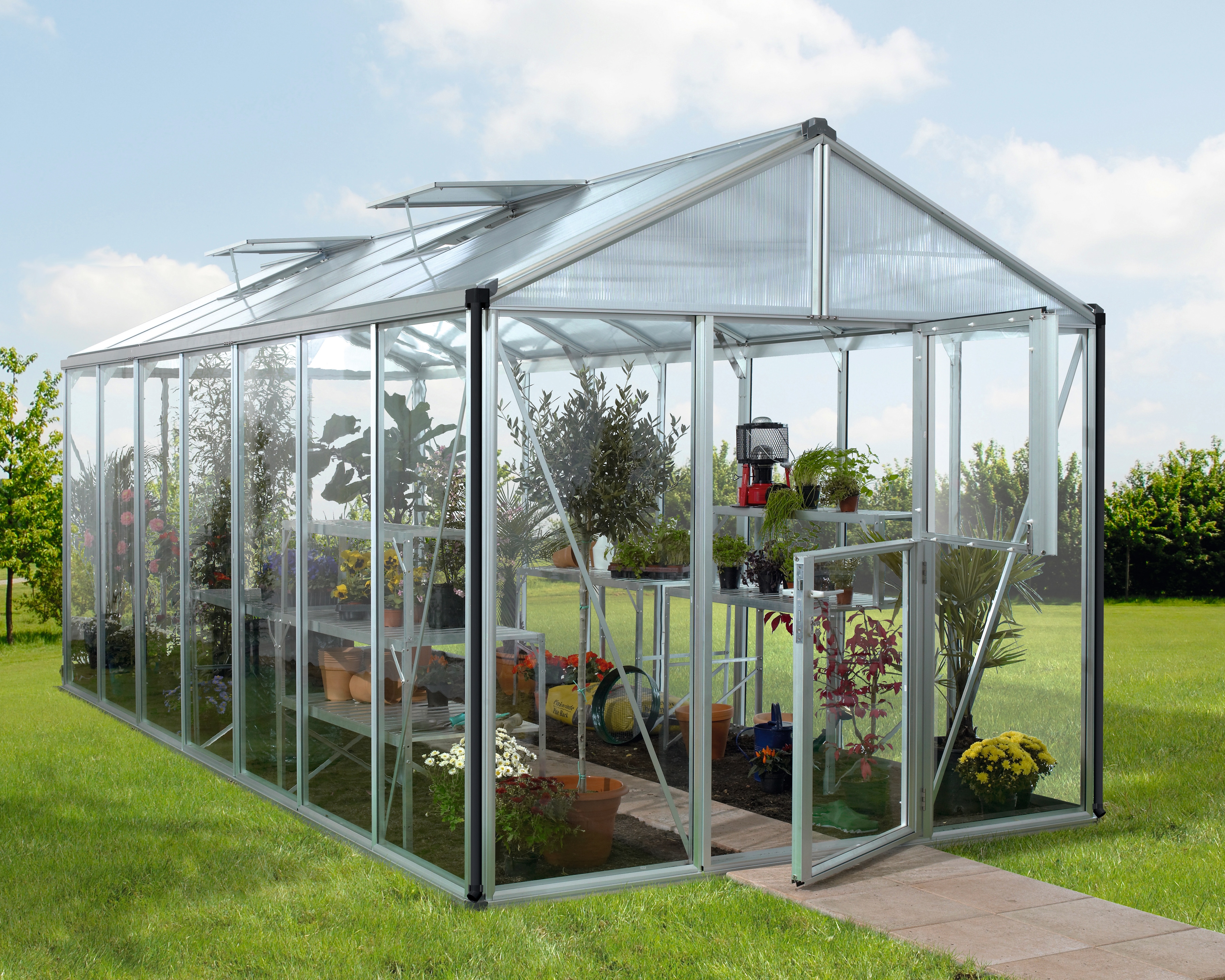 Vitavia Gewächshaus »Zeus 13800« in silberfarben, Größe B/H/T: 266 cm x 547 cm