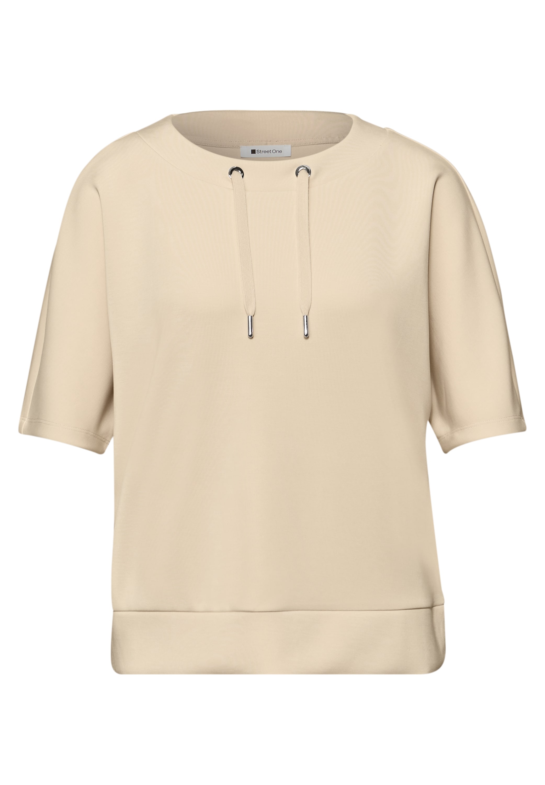 STREET ONE Sweatshirt , Halbarm Silk-Look Shirt mit Kordelzug
