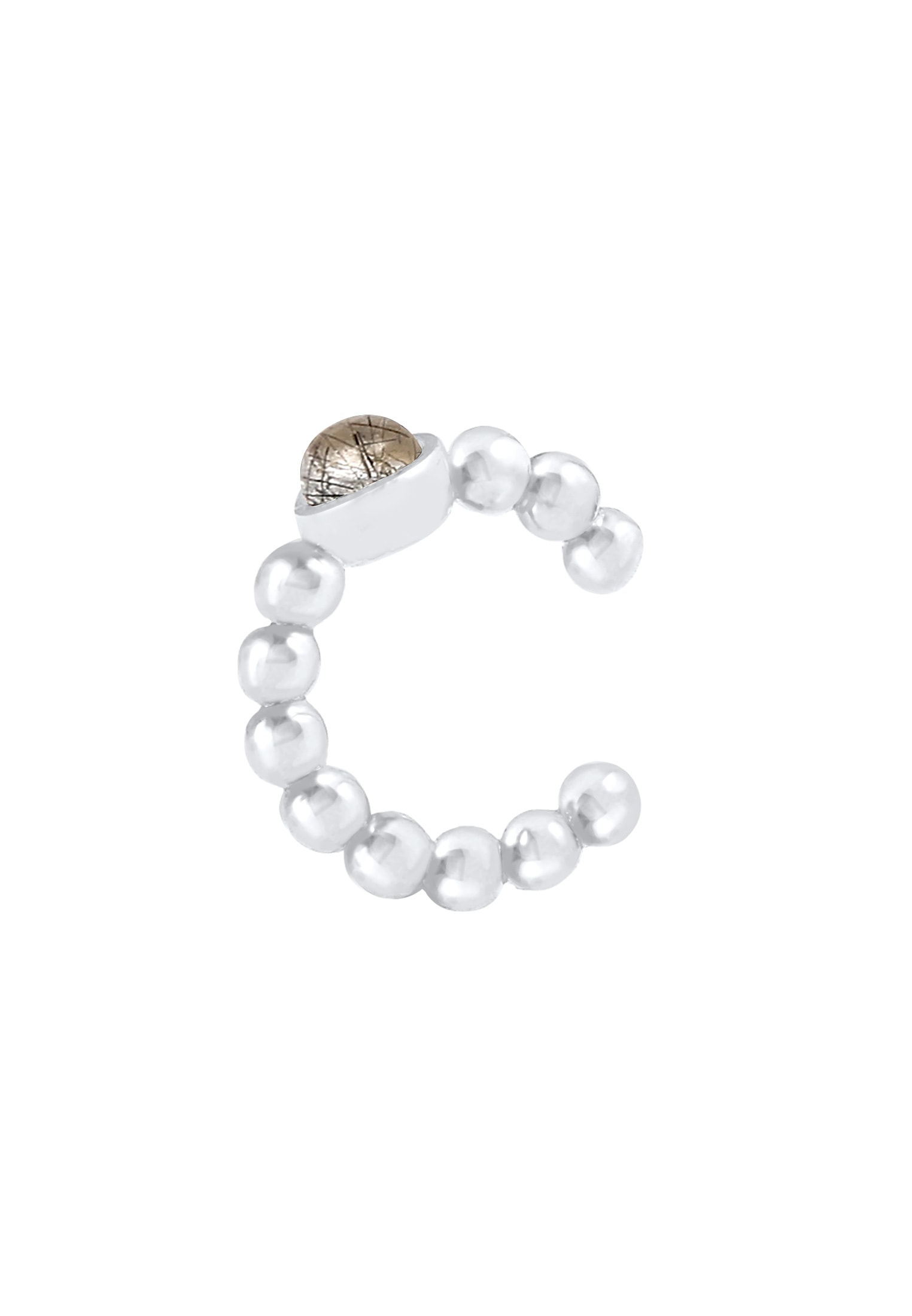 Elli Ohrklemme »Ohrringe Single Earcuff Edelstein Kugel-Design 925 Silber«