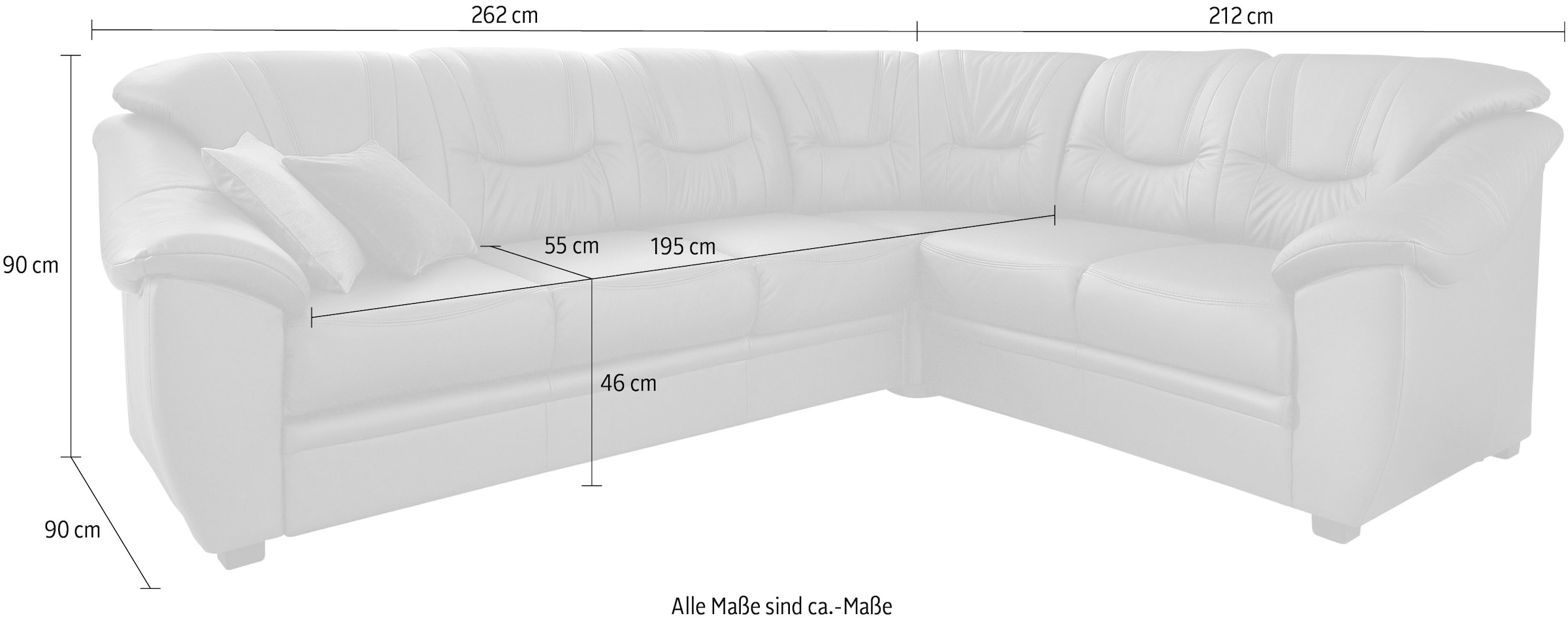 sit&more Ecksofa »Savona L-Form, B: 262 cm«, optional Bettfunktion, Federkern