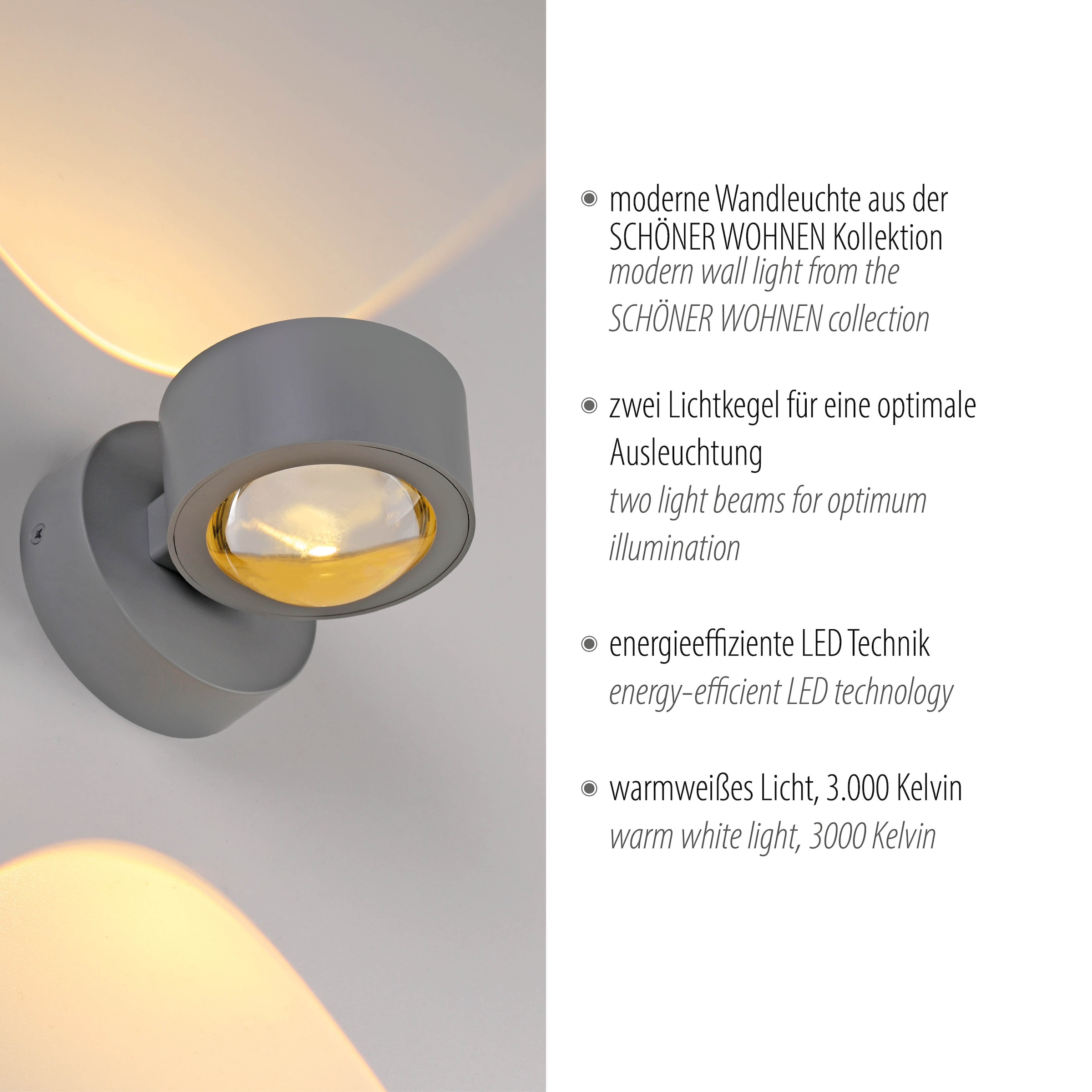 SCHÖNER WOHNEN-Kollektion LED Wandleuchte »CHIA« LED-Board 1 Stk. Warmweiß SCHÖNER WOHNEN Kollektion, Up- und Downlight