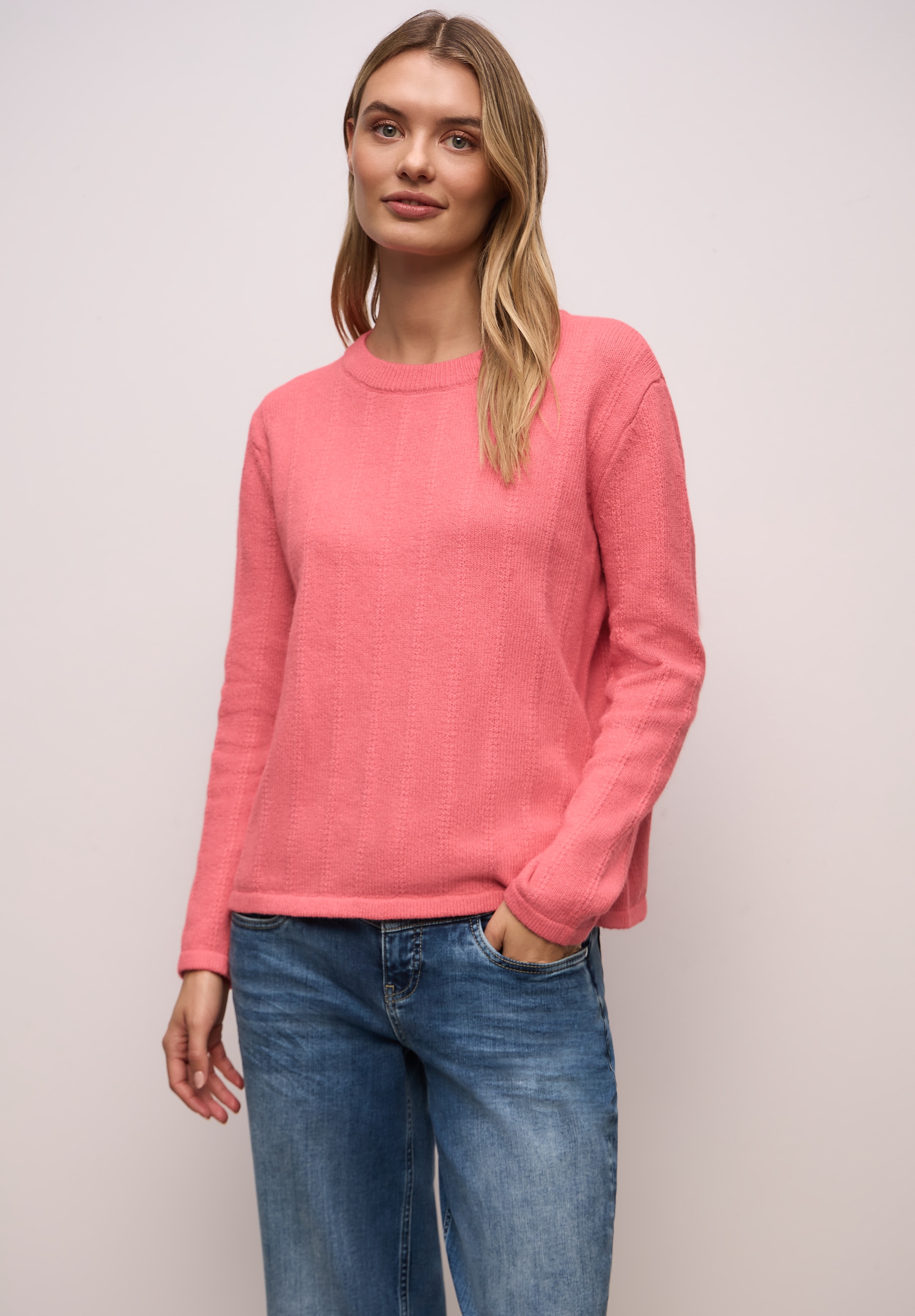 STREET ONE Strickpullover mit Rundhals, strukturiert