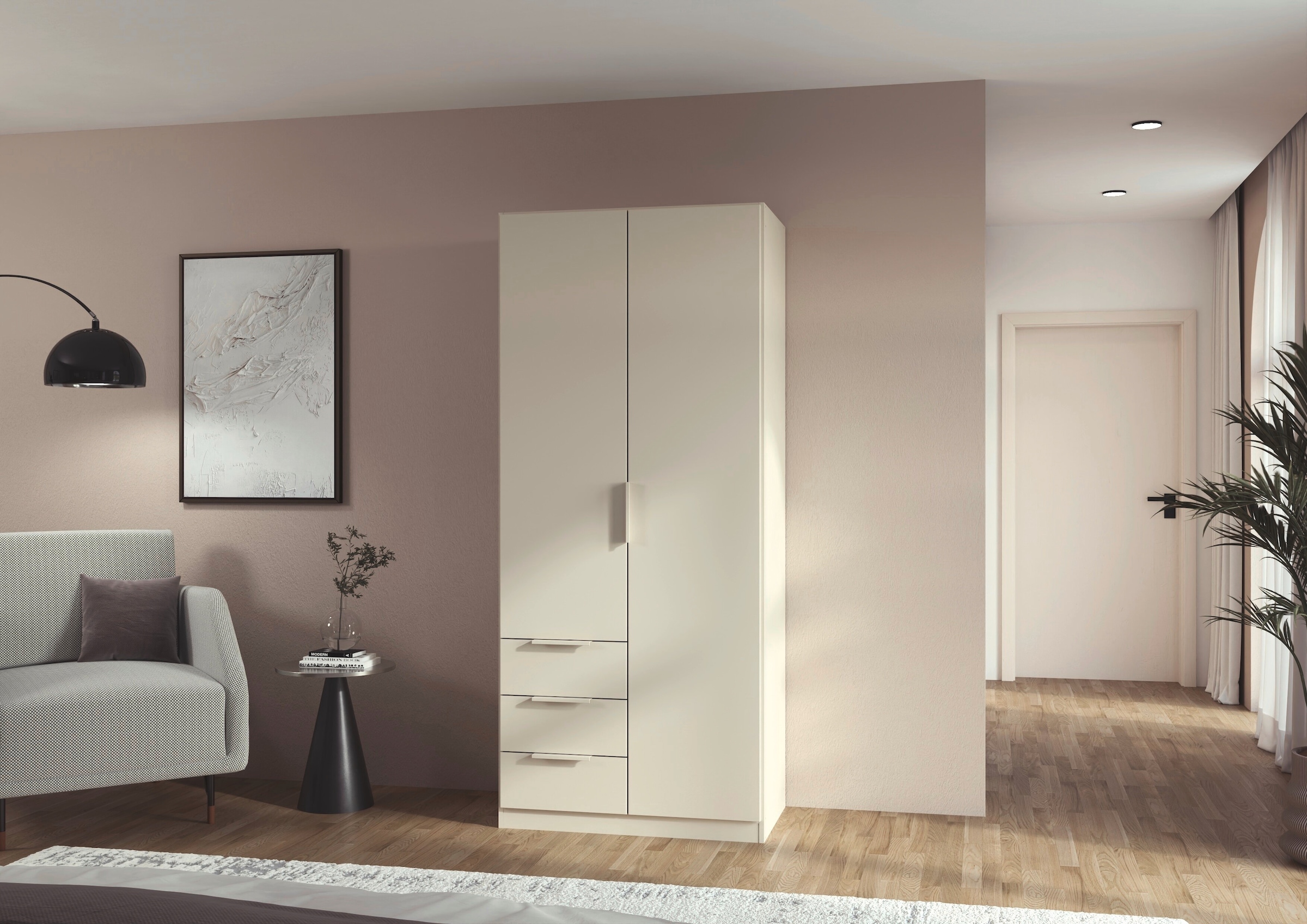 OTTO home Kleiderschrank »Mehrzweckschrank Schrank Schlafzimmer Garderobe Mietswohnung XEELINA« Mehr Flexibilität durch variable Schubladenanordnung MADE IN GERMANY