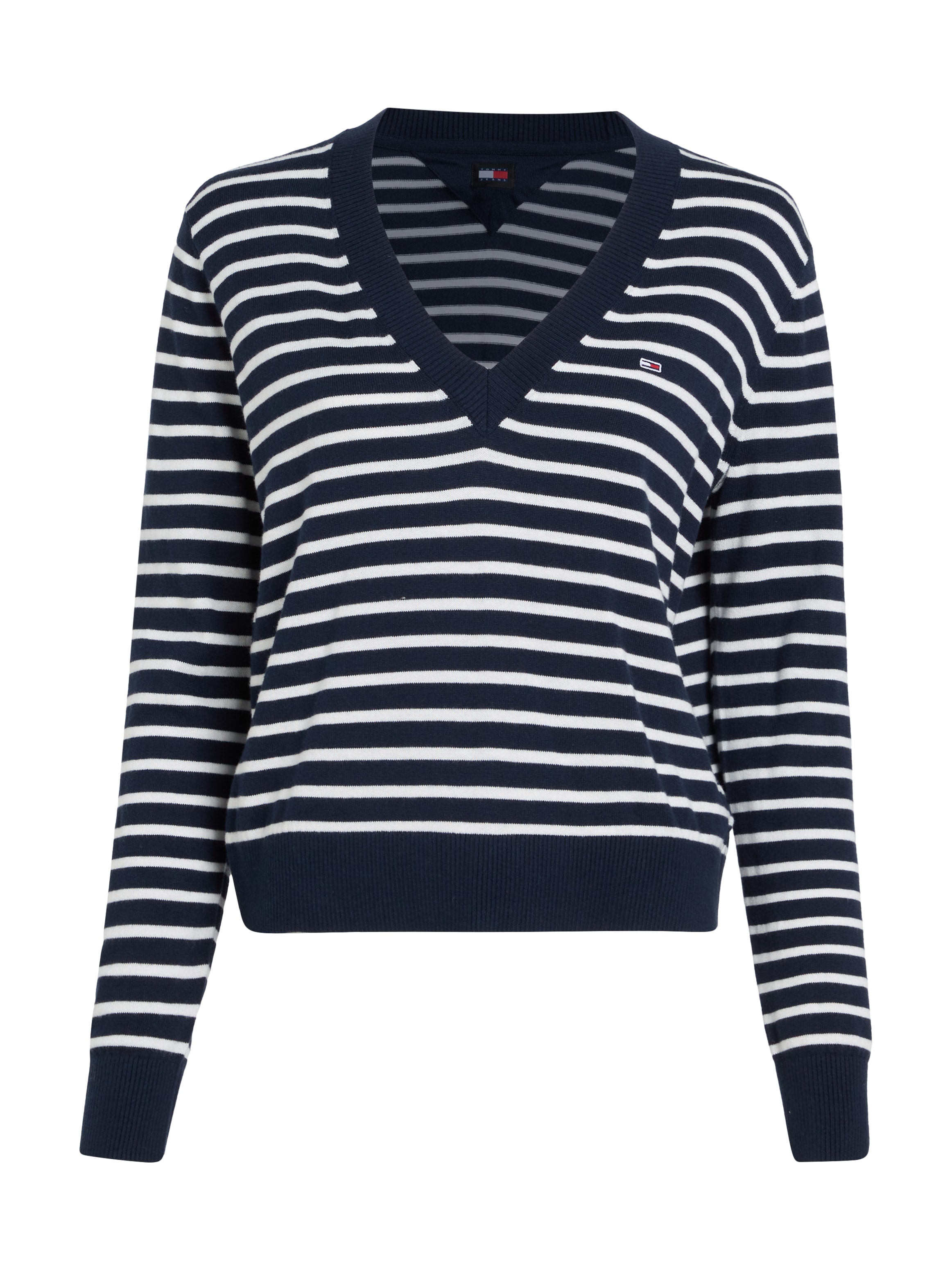 Tommy Jeans Curve V-Ausschnitt-Pullover »TJW ESSENTIAL VNECK SWEATER EXT«, in Großen Größen, V-Ausschnitt, mit Viskose
