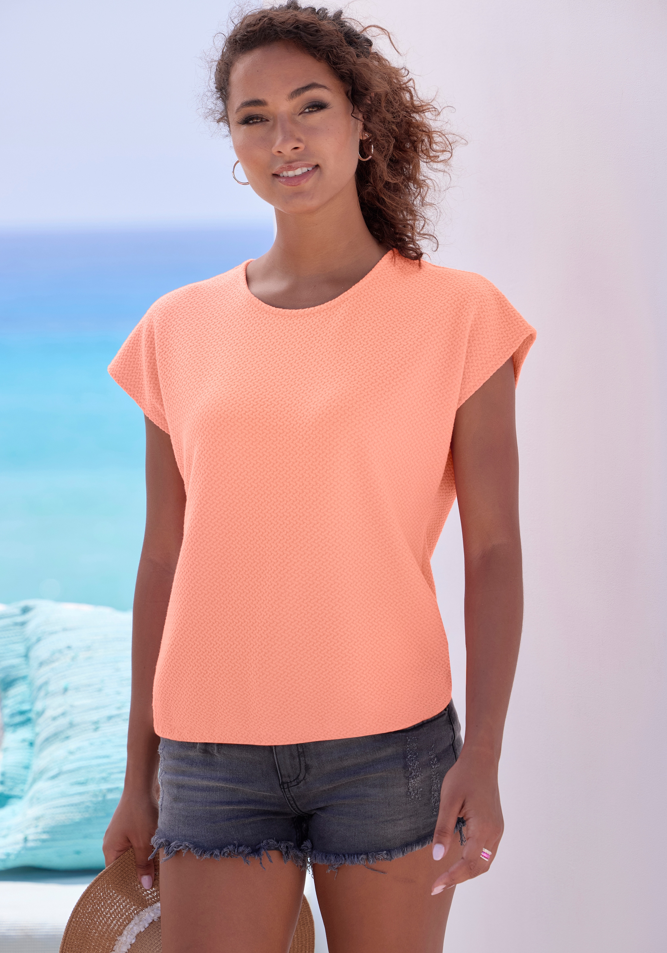 Vivance Kurzarmshirt »aus bügelfreier Strukturqualität im 2er Pack«, (Packung), mit Viskose