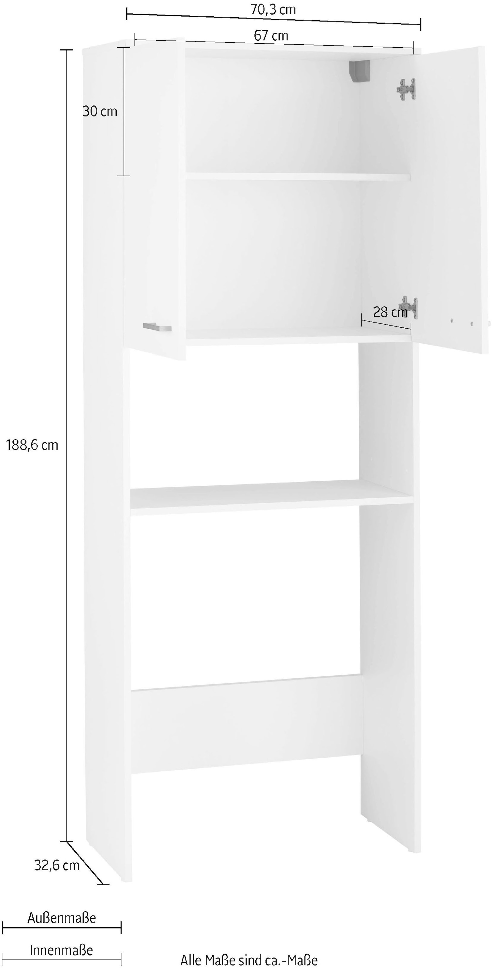 Waschmaschinenumbauschrank OTTO cm, und Stauraum 70,3/188,6 hinter »Mobes«, Breite/Höhe: Online Shop Doppeltür im Schildmeyer Regalfach im