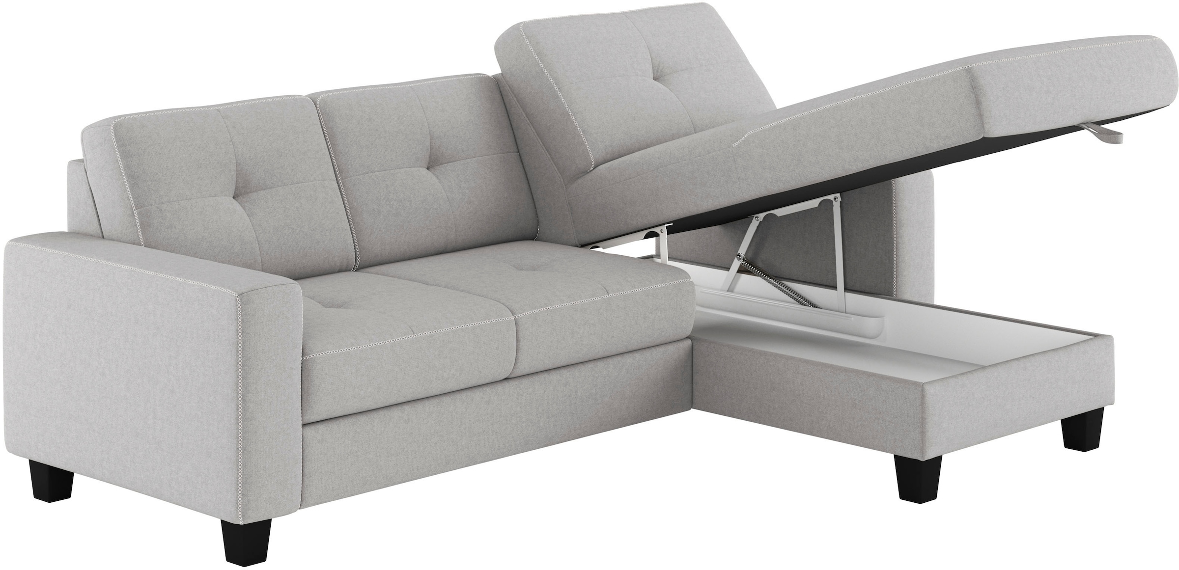 Places of Style Ecksofa »Varese L-Form«, wahlweise mit Bettfunktion und Bettkasten