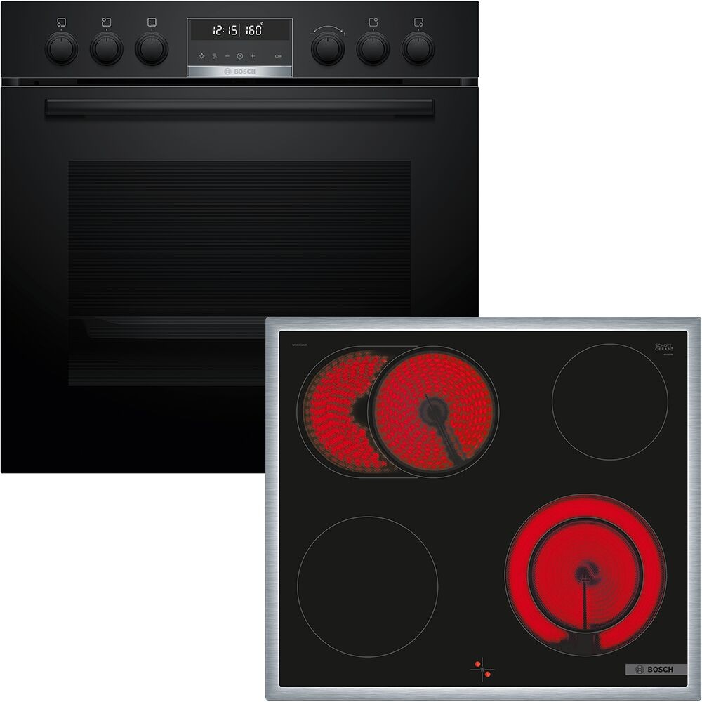 BOSCH Elektro-Herd-Set »HND671LS67«, mit Backwagen, Pyrolyse-Selbstreinigung, Backwagen mit ausziehbarer Tür für bequemes Kochen & Backen