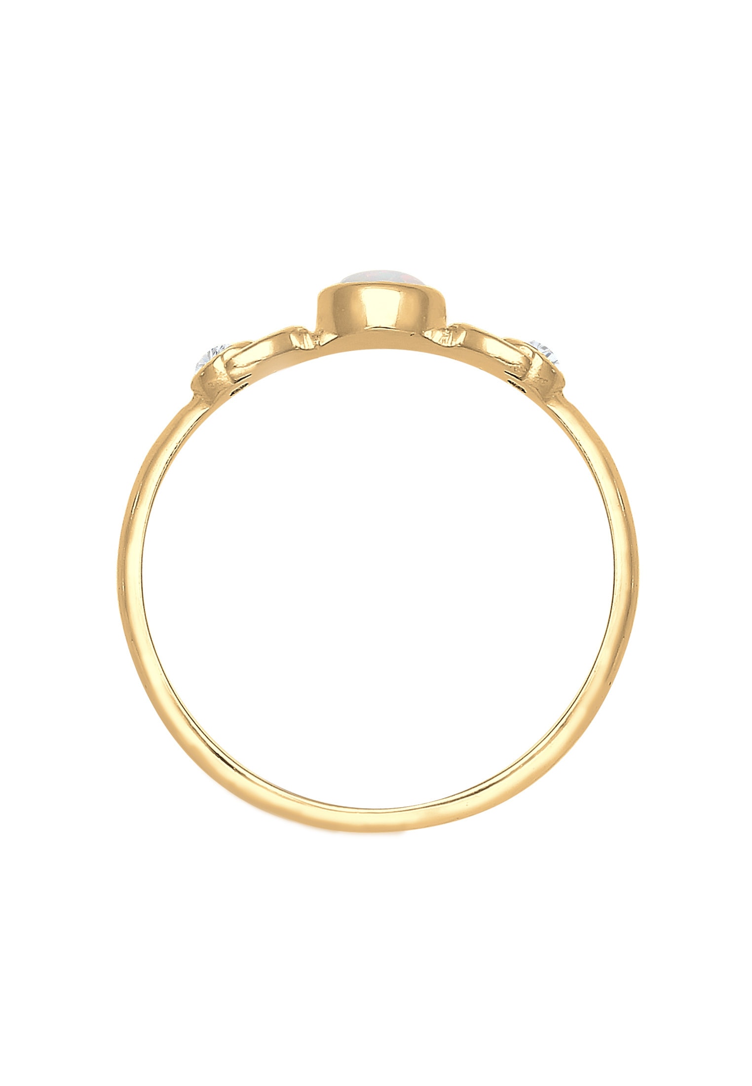 Elli Silberring »Ring Halbmond Zirkonia Synthetischer Opal 925 Sterling Silber«